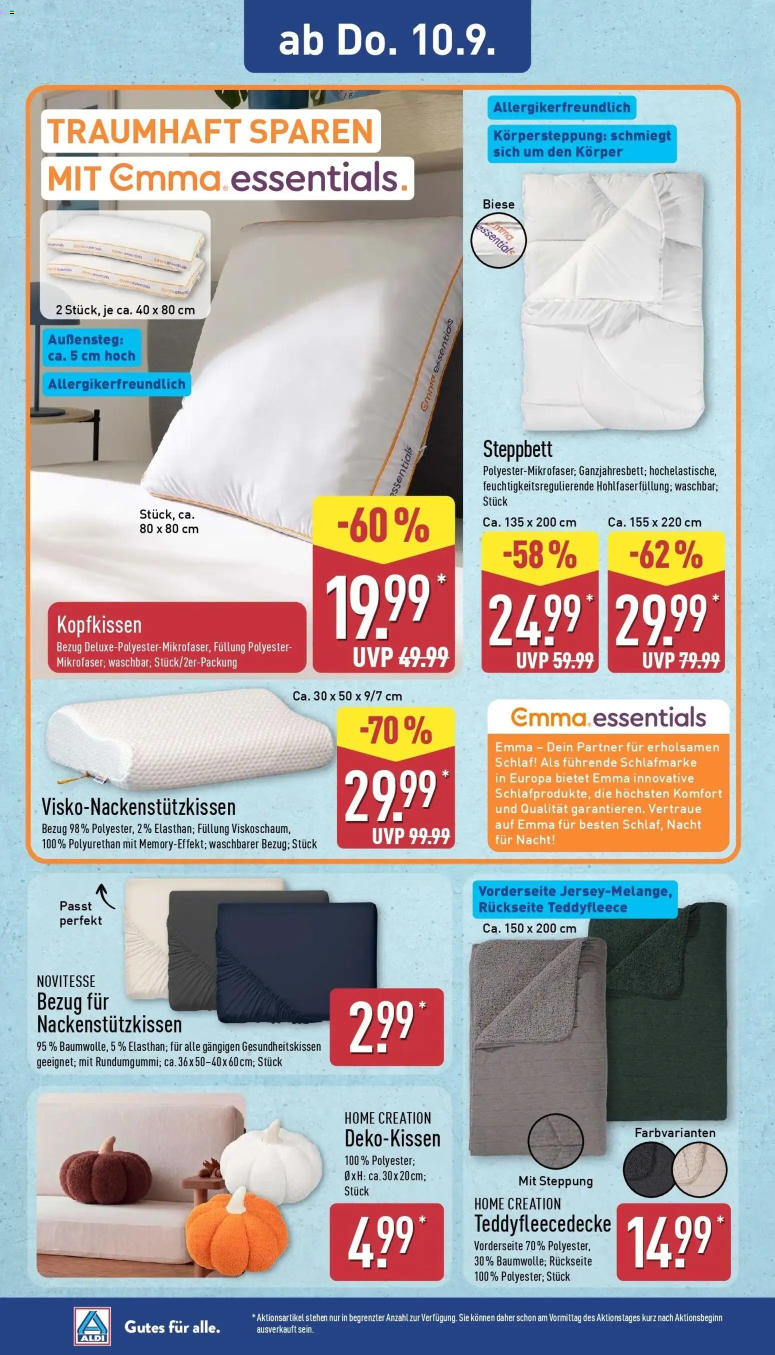 Aldi Aktueller Prospekt (ab 07.09.2026) » Angebote Online | Seite: 24 | Produkte: Kopfkissen, Home creation