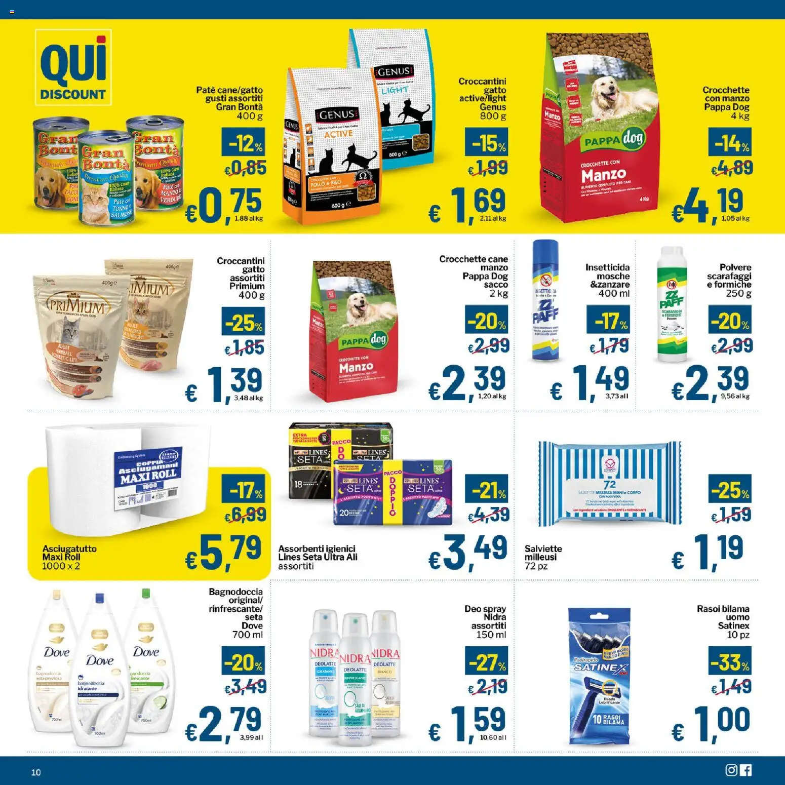 Volantino Qui Discount del 02.06.2026 | Pagina: 10 | Prodotti: Paté, Lubrificante, Tonno, Asciugatutto