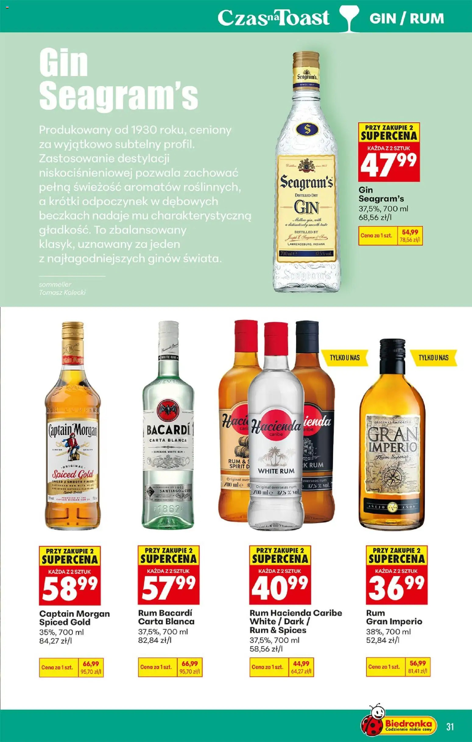 Biedronka Polsko leták - Czas na toast od 04.05.2026 | Strana: 31 | Produkty: Finish, Morgan, Gin, Captain Morgan