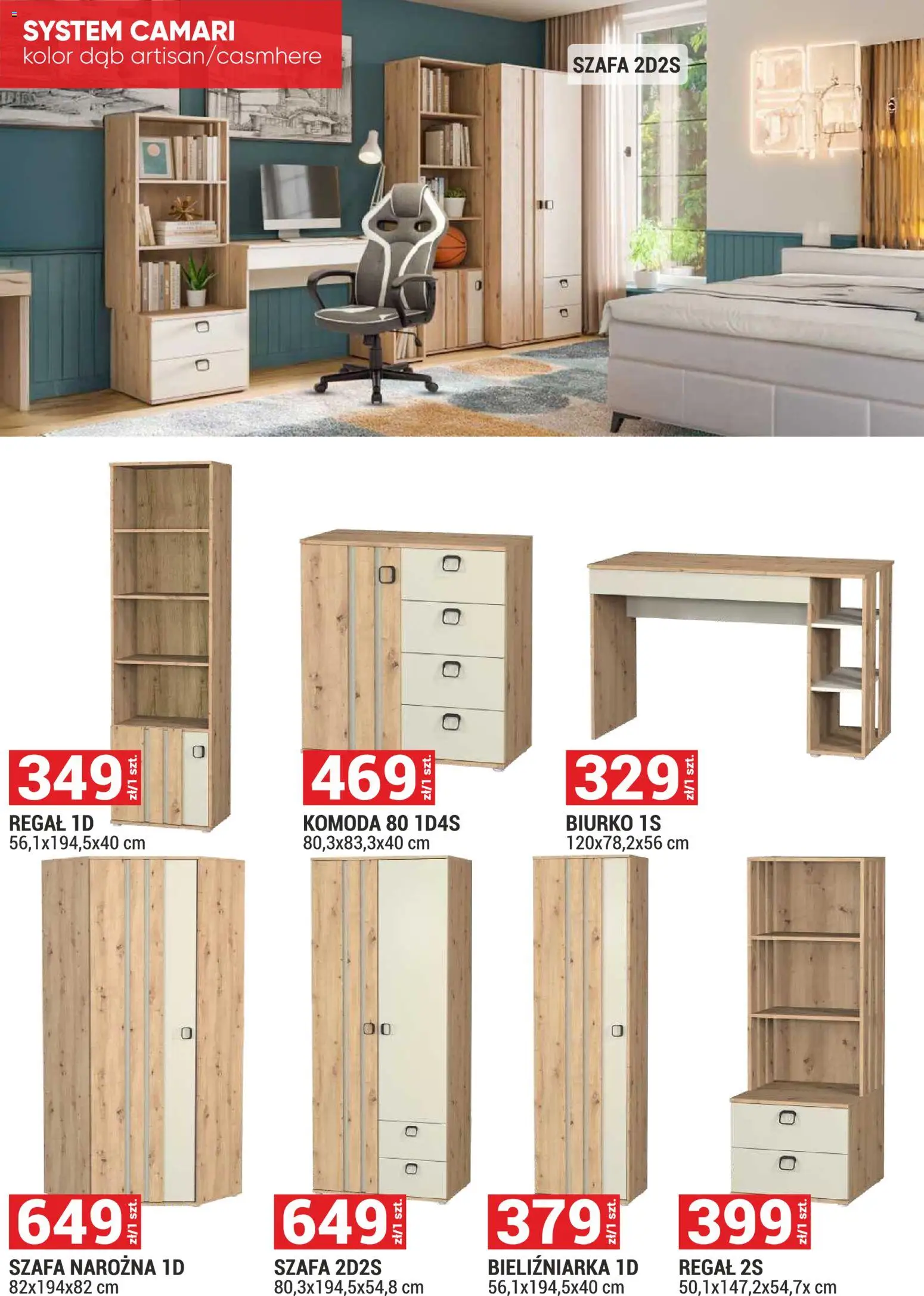 Merkury Market gazetka - Meble, Wypoczynki, Materace od 01.07.2026 | Strona: 15 | Produkty: Komoda, Biurko, Szafa Narożna, Regał