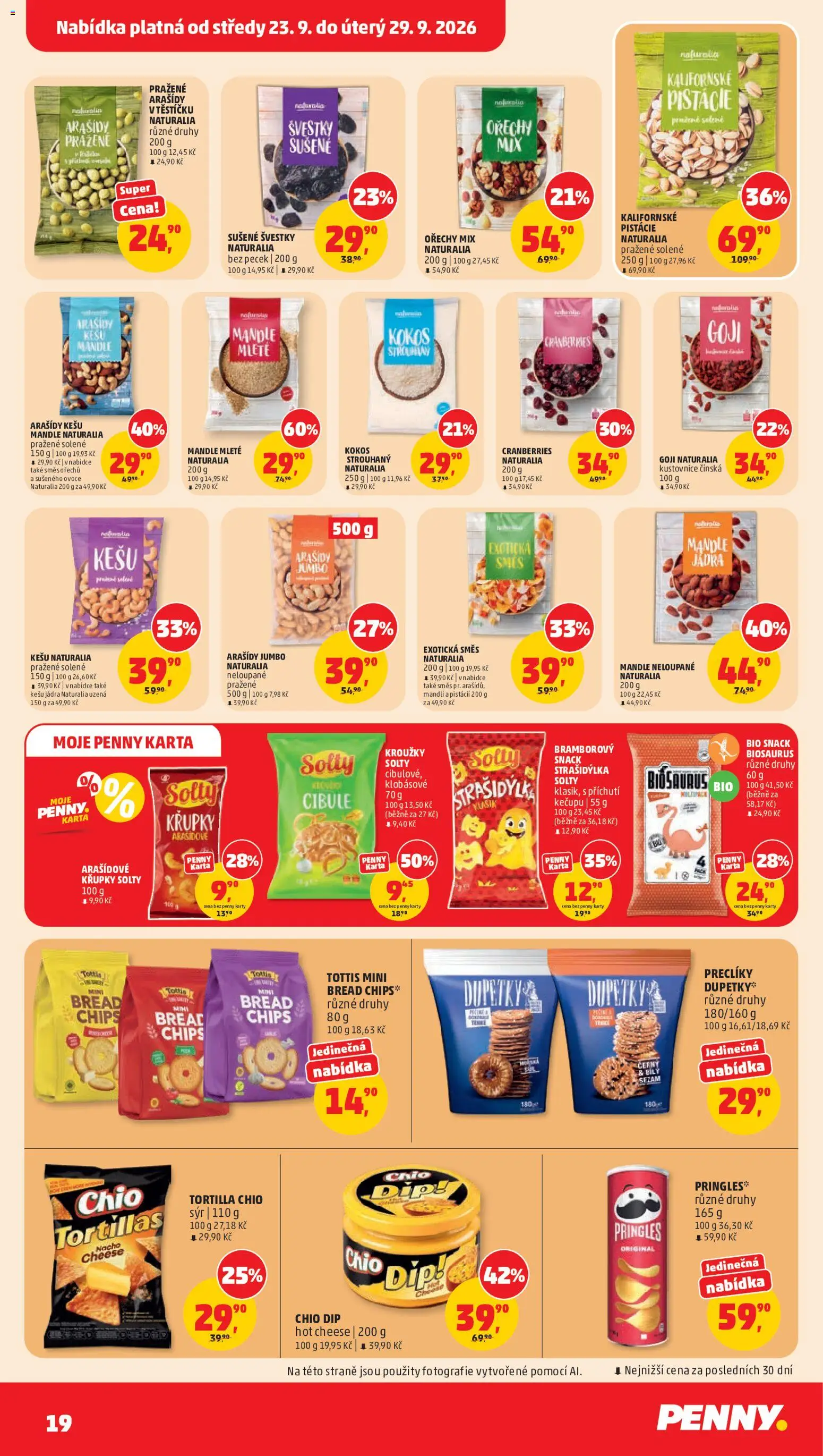 Penny Market leták od 23.09.2026 | Strana: 19 | Produkty: Kešu, Kokos strouhaný, Dupetky, Karty