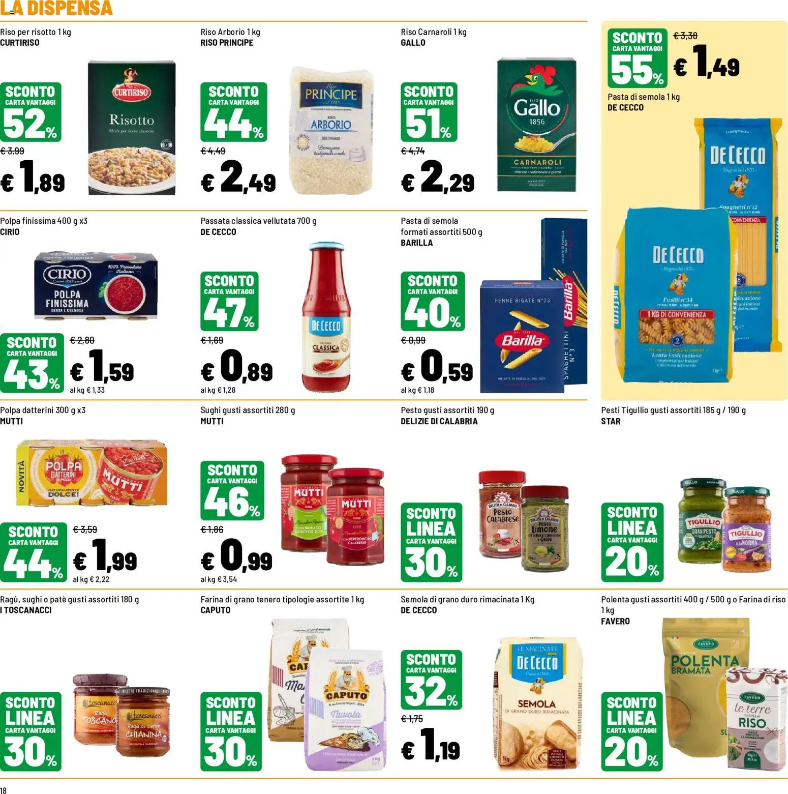 Volantino Iper del 12/10/2026 | Pagina: 18 | Prodotti: De Cecco, Pasta di semola, Barilla, Semola