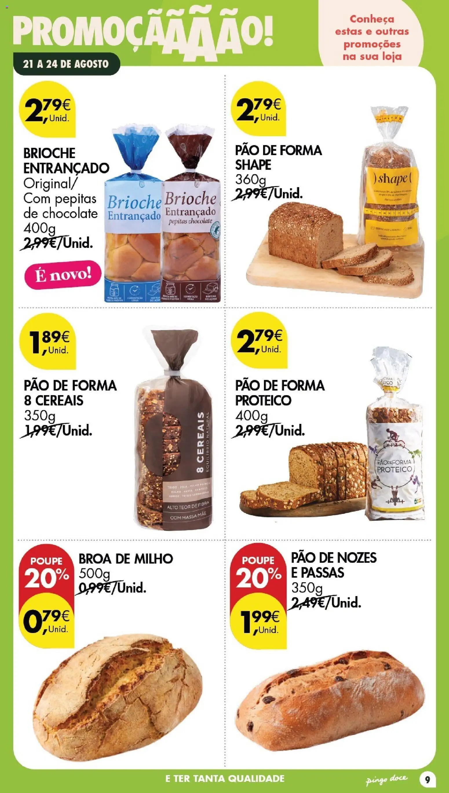 Pingo Doce Poupe este Fim de Semana │ válido de 21/08/2026 | Página: 9 | Produtos: Pão de forma, Pão, Cereais, Massa