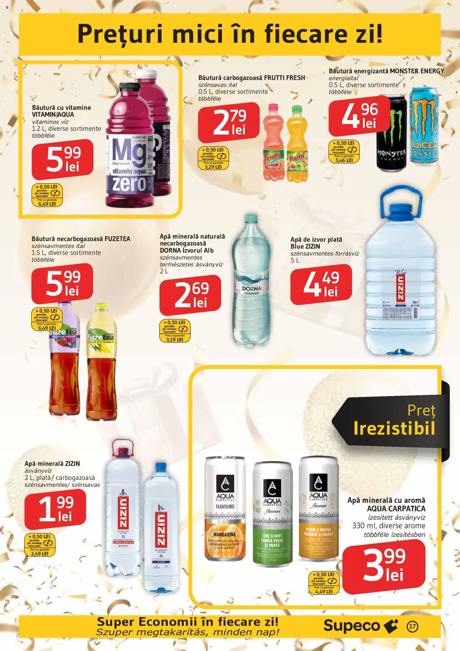 Noul catalog Supeco – valabil de la 03.09.2026 | Pagină: 17 | Produse: Zero, Aqua Carpatica, Băutură energizantă, Aqua