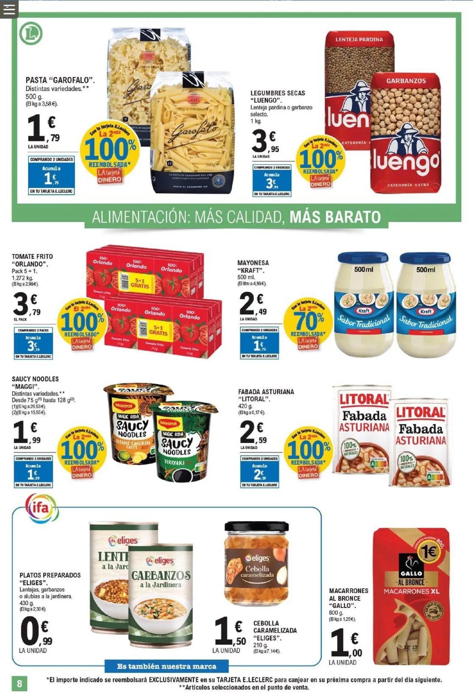 E.Leclerc folleto │ válido desde el 20.05.2026 | Página: 8 | Productos: Jardinera, Pasta, Παγωμένο τσάι, Οθόνη προβολής
