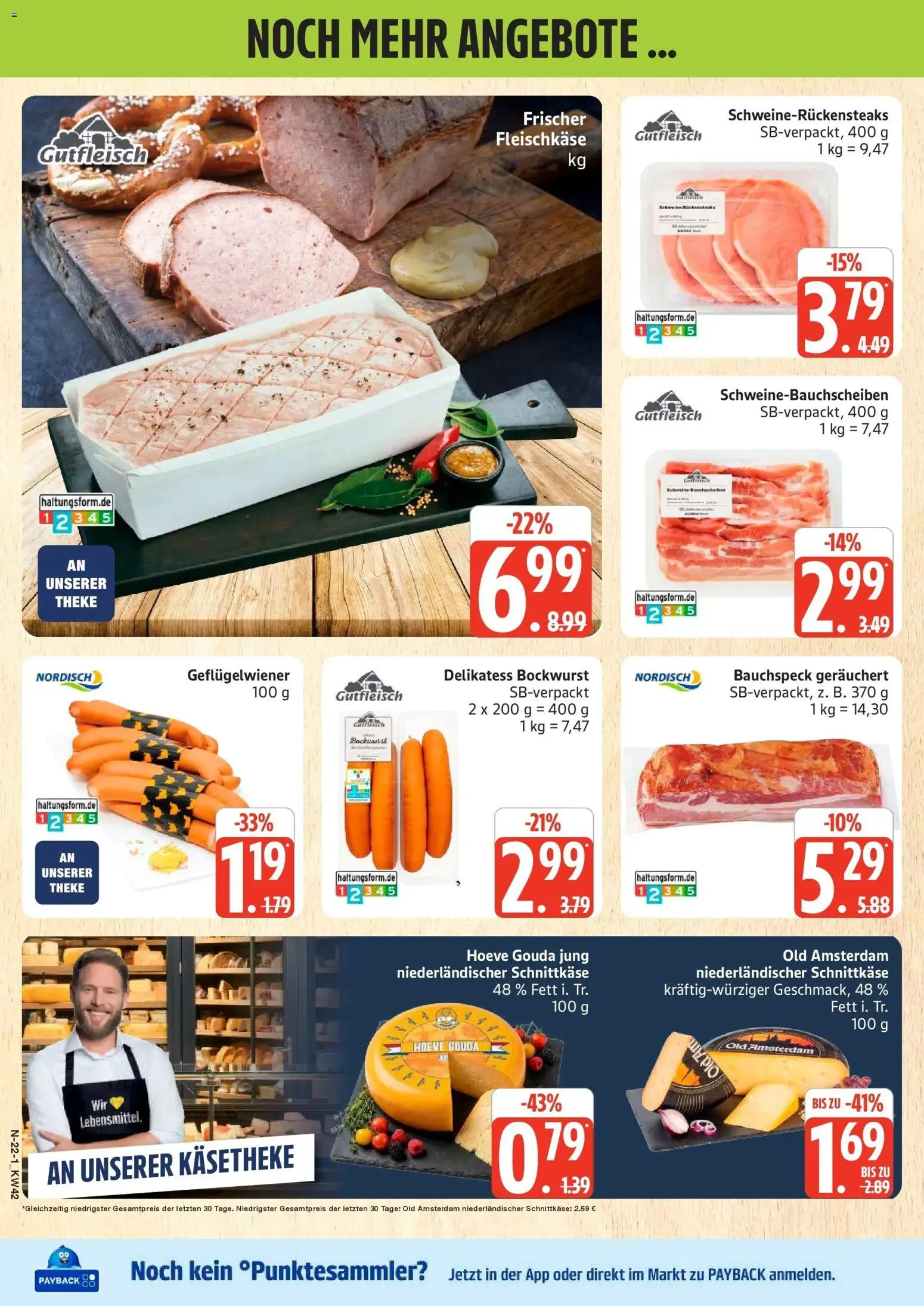Edeka Prospekt Rostock (ab 12.10.2026) » Angebote Online | Seite: 22 | Produkte: Bockwurst, Theke, Gouda