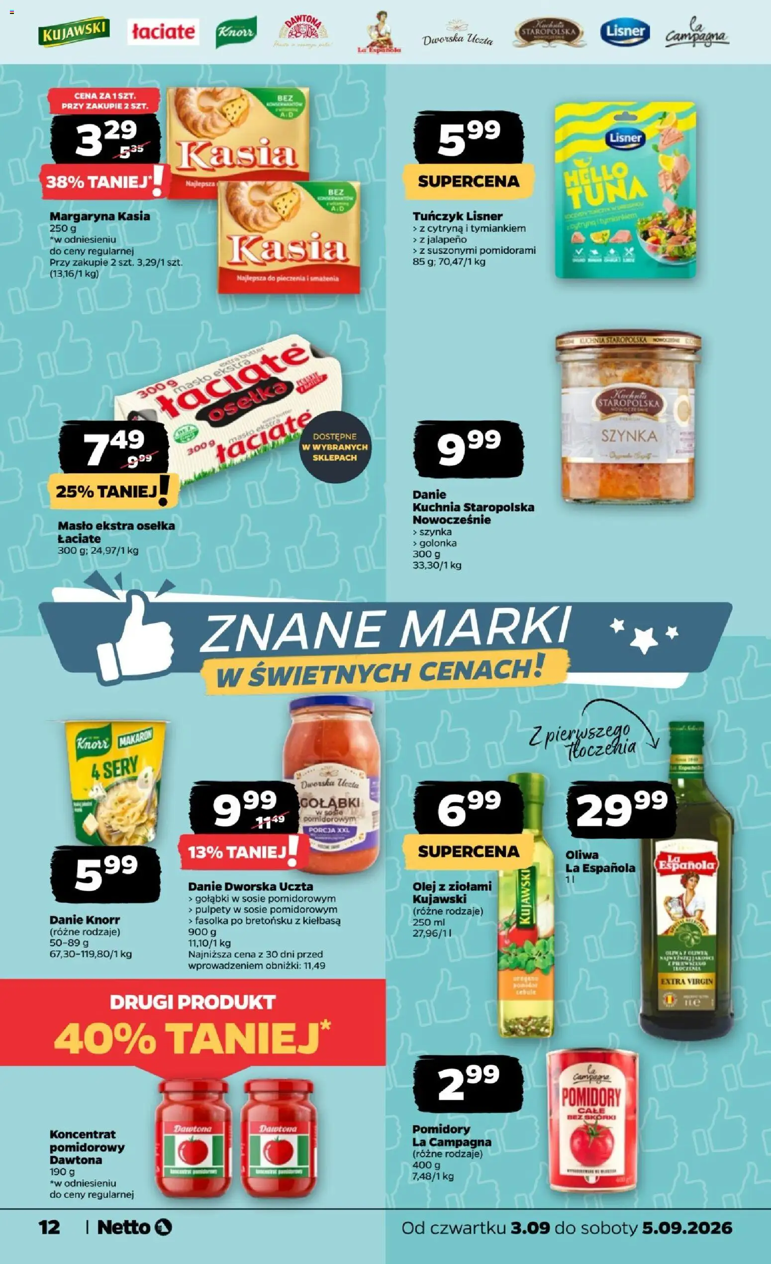 Netto gazetka od czwartku od 03.09.2026 | Strona: 12 | Produkty: Golonka, Fasolka po bretońsku, Tuńczyk, Pomidory