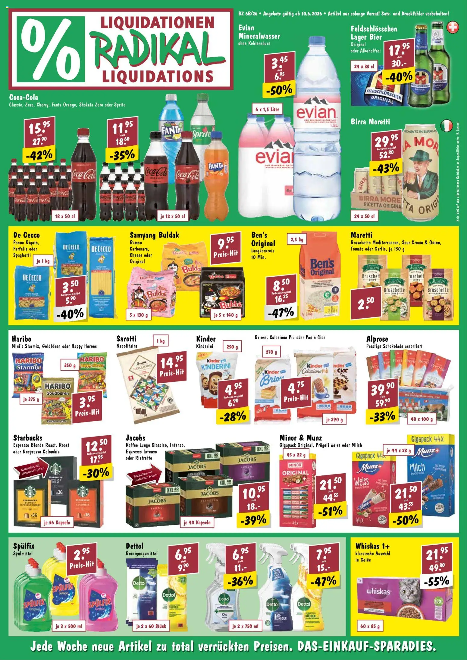Radikal aktionen – gültig ab 10.06.2026 | Seite: 1 | Produkte: Sprite, Mineralwasser, Schokolade, Chips