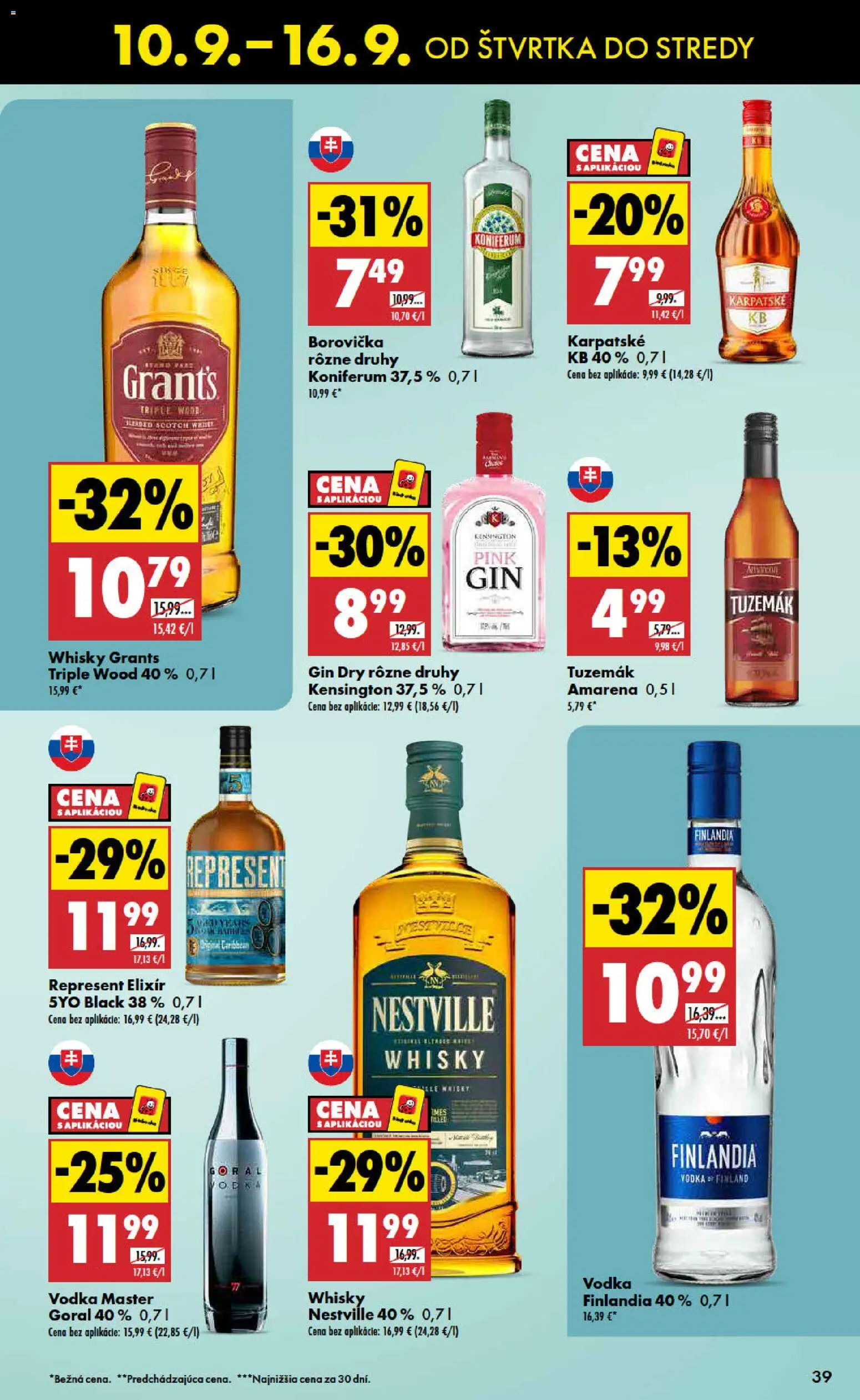 Nové Biedronka akcie – leták je platný od 10.09.2026 | Strana: 39 | Produkty: Gin, Vodka, Whisky, Finlandia