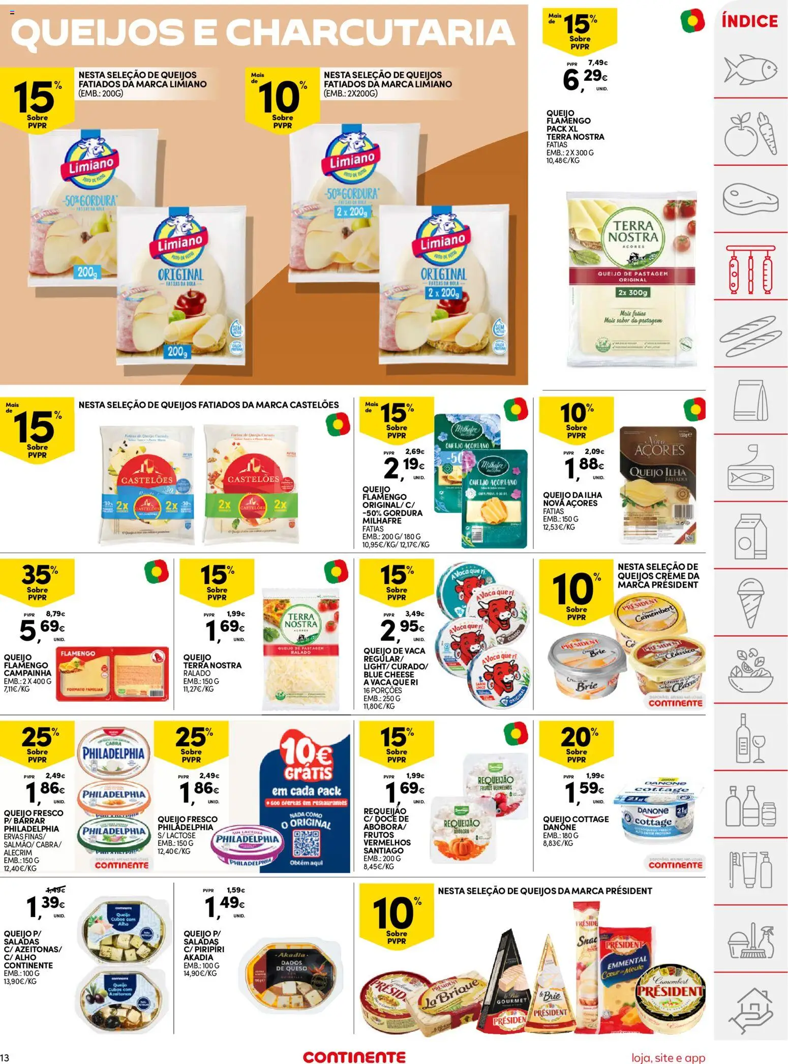 Continente folheto │ válido de 05.05.2026 | Página: 13 | Produtos: Queijo cottage, Cream cheese, Queijo, Requeijão