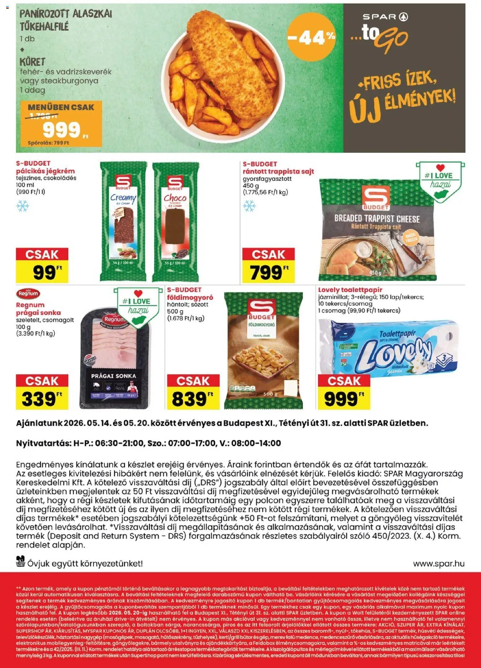 Spar akciós ujság - amely érvényes a következő dátumtól: 14.05.2026 | Oldal: 2 | Termékek: Szőlő, Prágai sonka, Alaszkai tőkehalfilé, Trappista sajt
