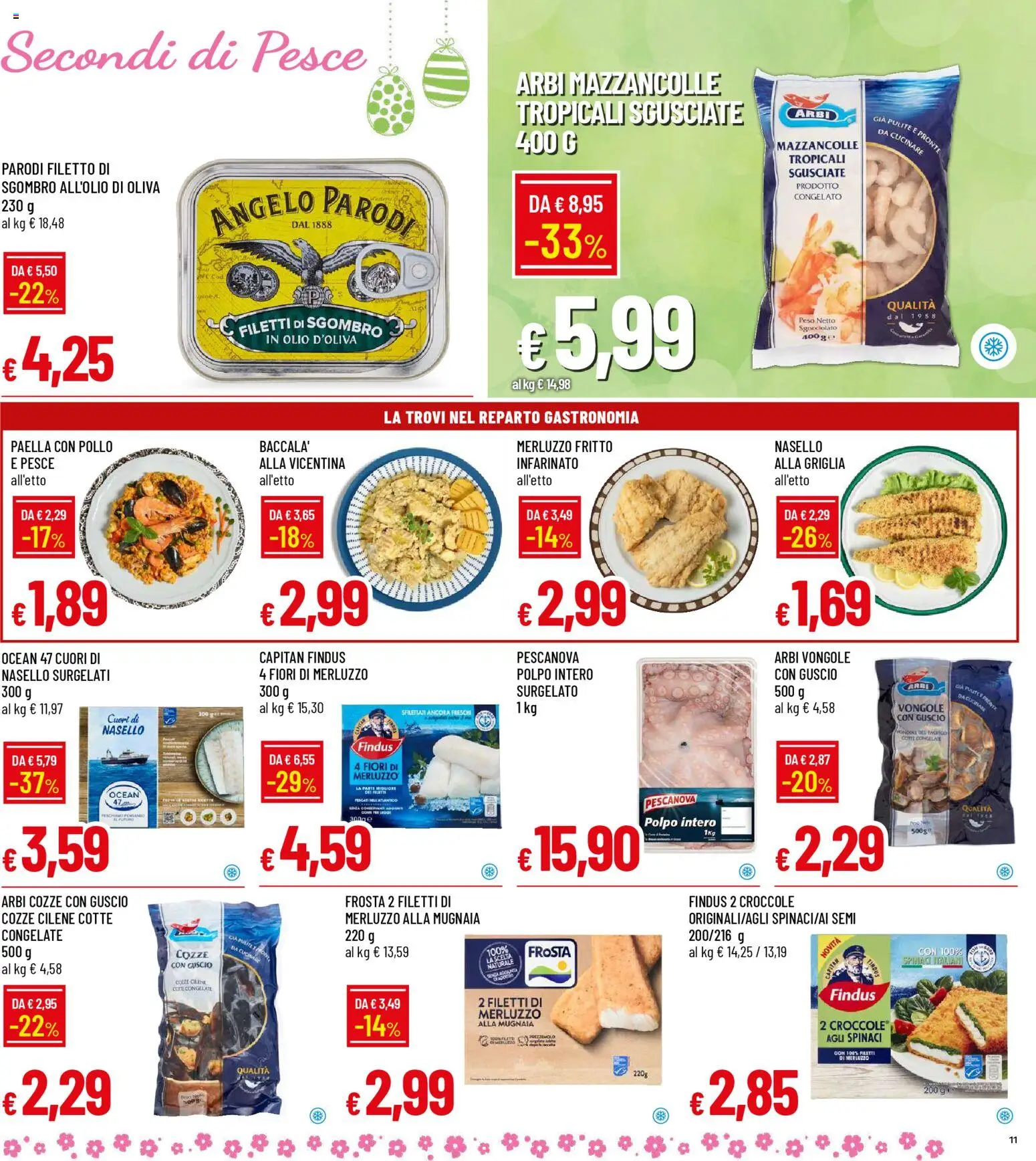 Volantino Galassia del 26.03.2026 | Pagina: 11 | Prodotti: Mazzancolle, Olio, Griglia, Sgombro