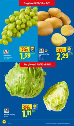 Anteprima del volantino Insalata Iceberg, Al pezzo valido a partire dal 29/10/2026 | Pagina: 6 | Prodotti: Insalata, Patate, Uva