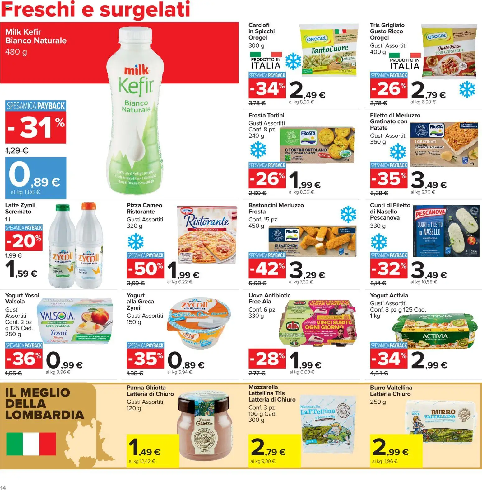 Volantino Carrefour del 29/09/2026 | Pagina: 14 | Prodotti: Kefir, Burro, Pesca, The
