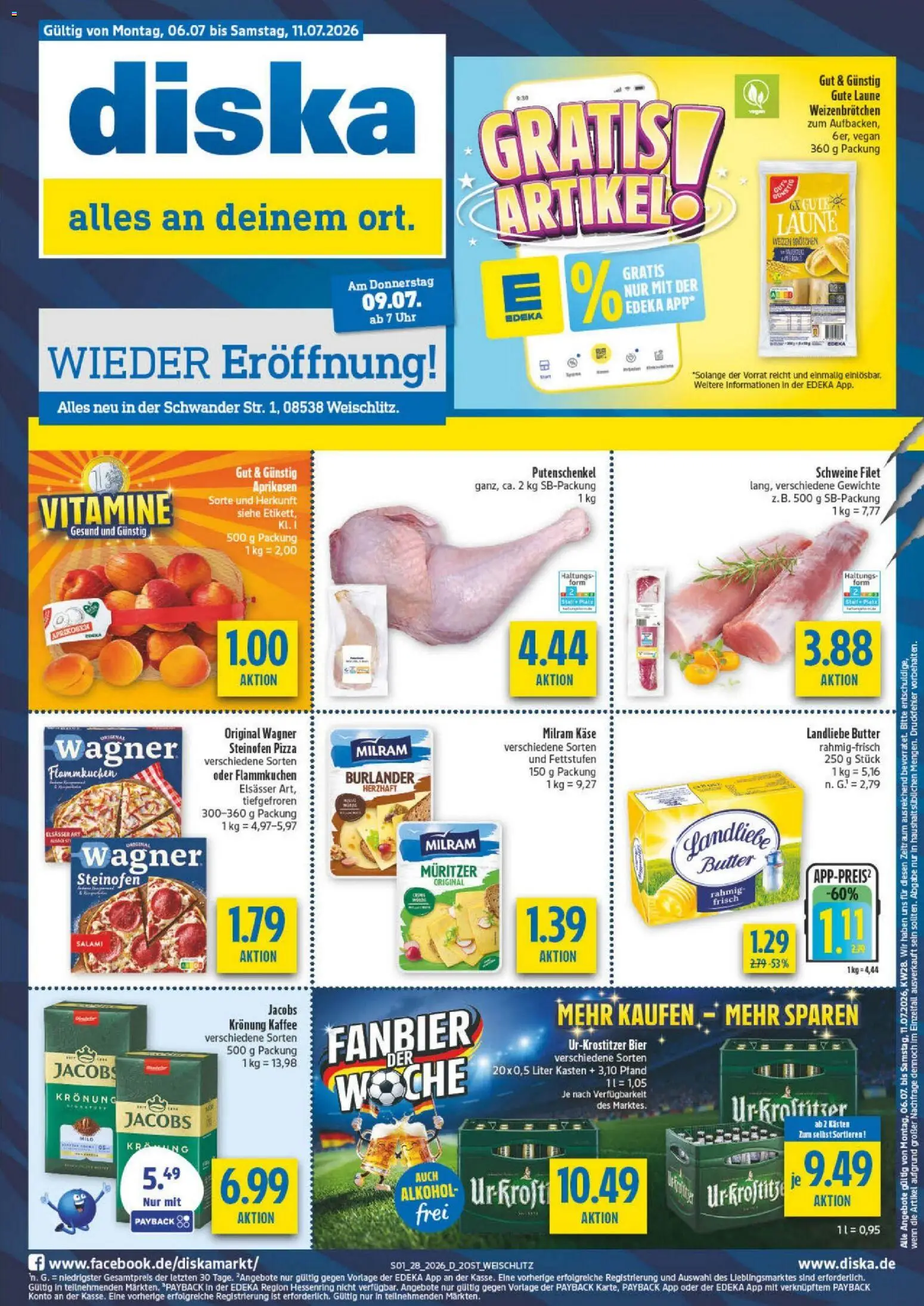 Diska - Diska Angebote Bayern KW28 – gültig ab 06.07.2026 | Seite: 5 | Produkte: Butter, Käse, Landliebe butter, Salami