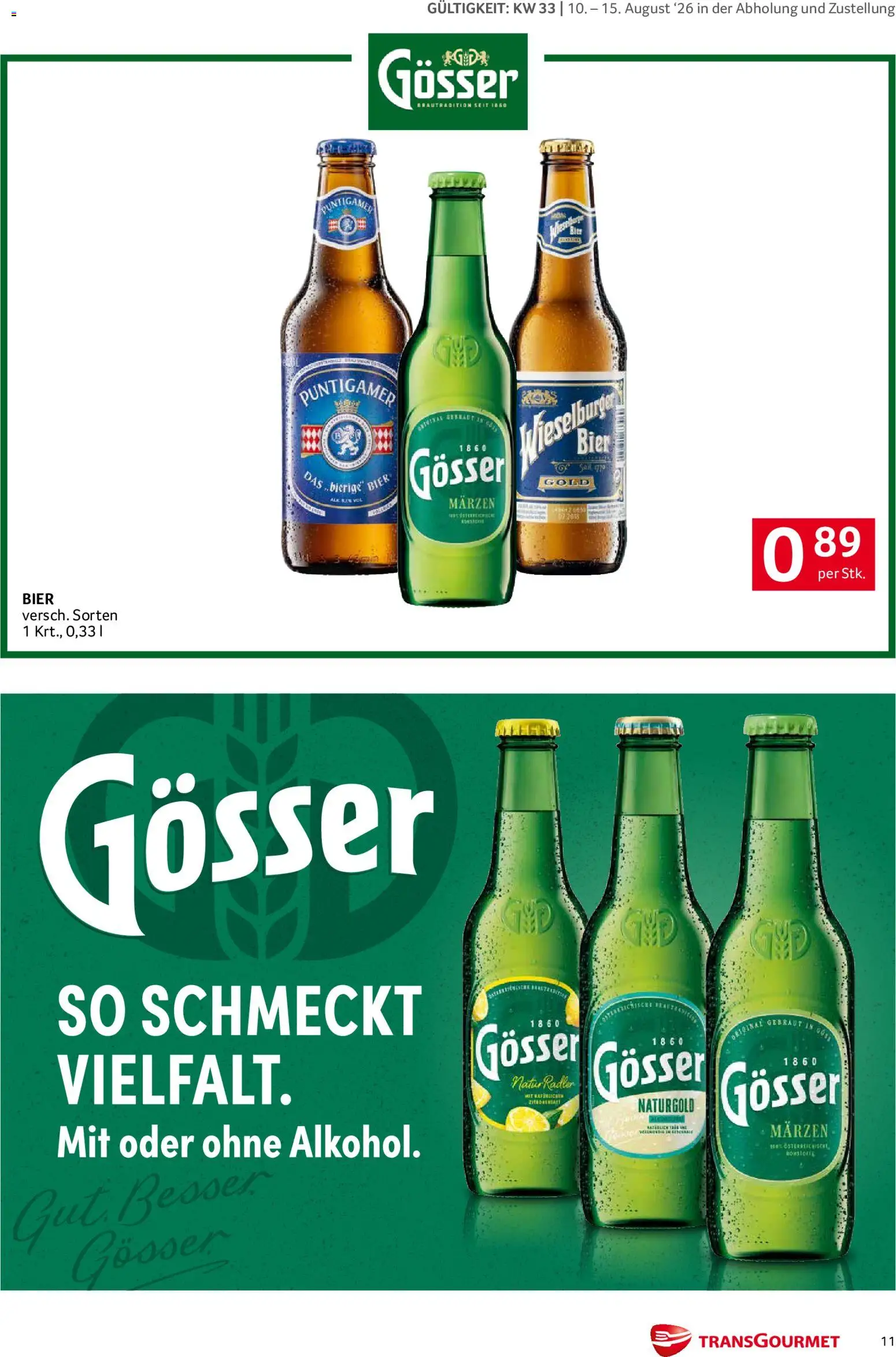 Transgourmet Markenfest Woche gültig ab 10.08.2026 | Seite: 11 | Produkte: Bier