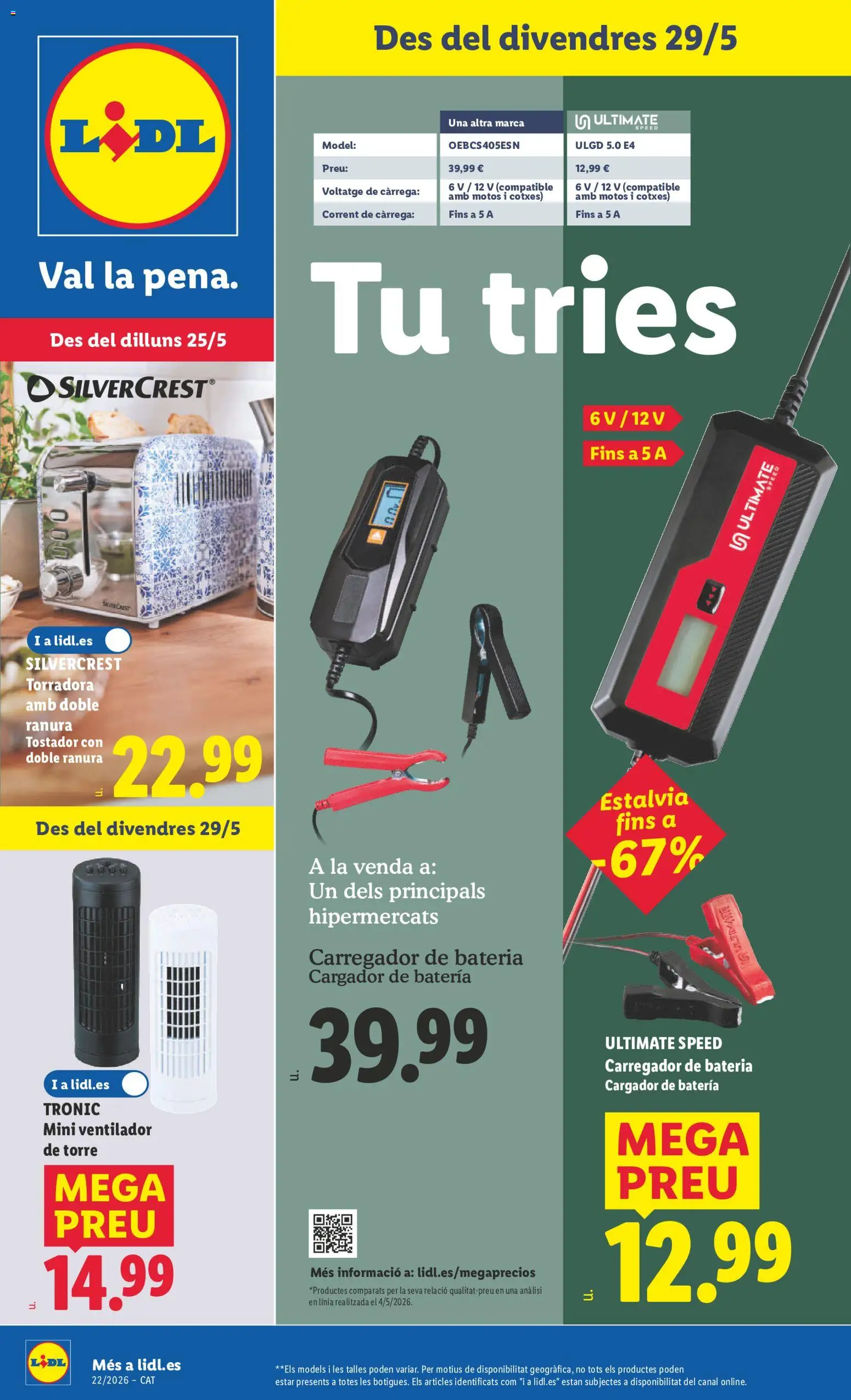 Lidl folleto de bazar │ válido desde el 25.05.2026 | Página: 1 | Productos: Ventilador, Tostador, Batería