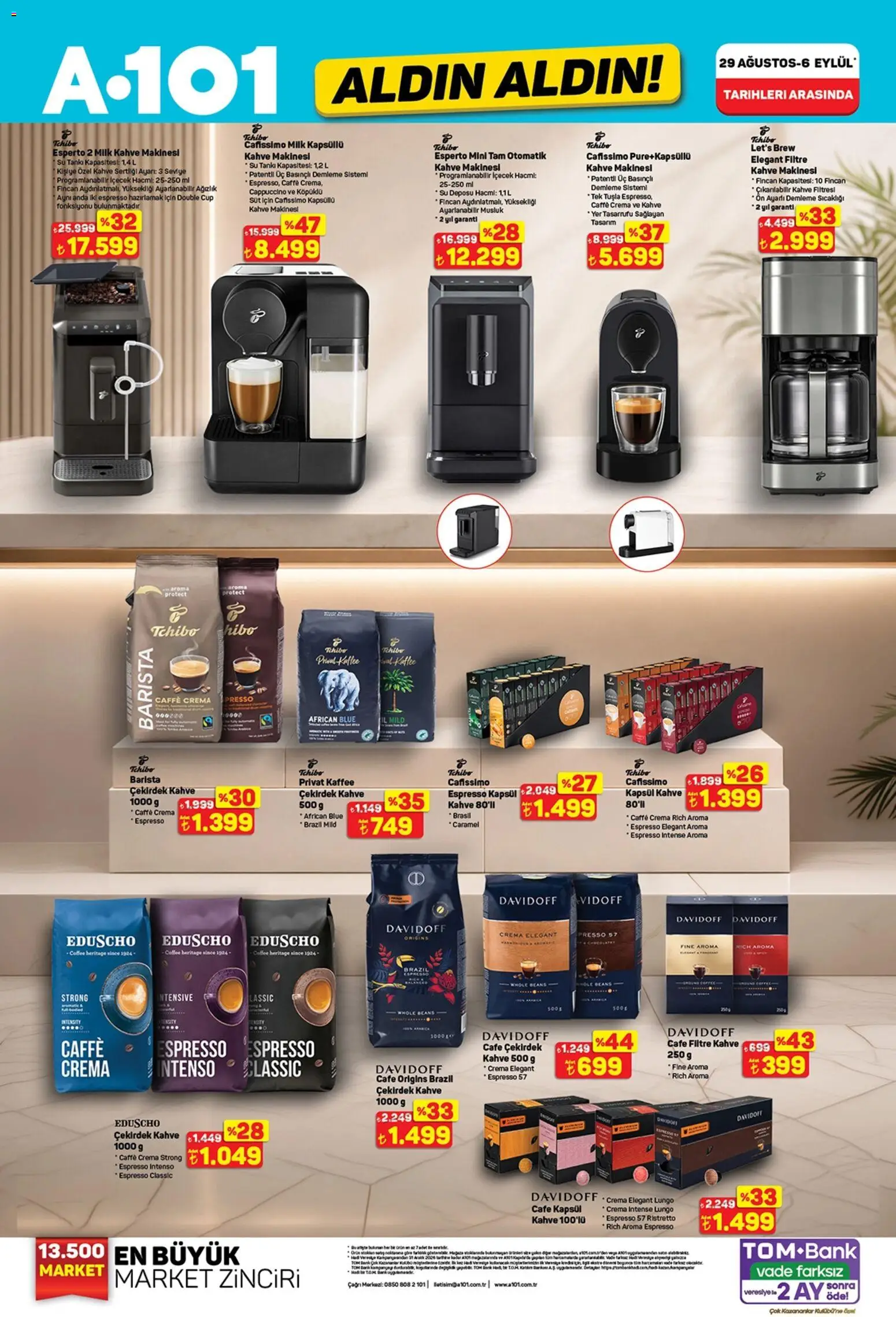 A101 - Katalog Aldın Aldın - 03 Eylül 2026 tarihinden itibaren geçerlidir | Sayfa: 13 | Ürünler: Süt, Kahve, Su, Kahve makinesi