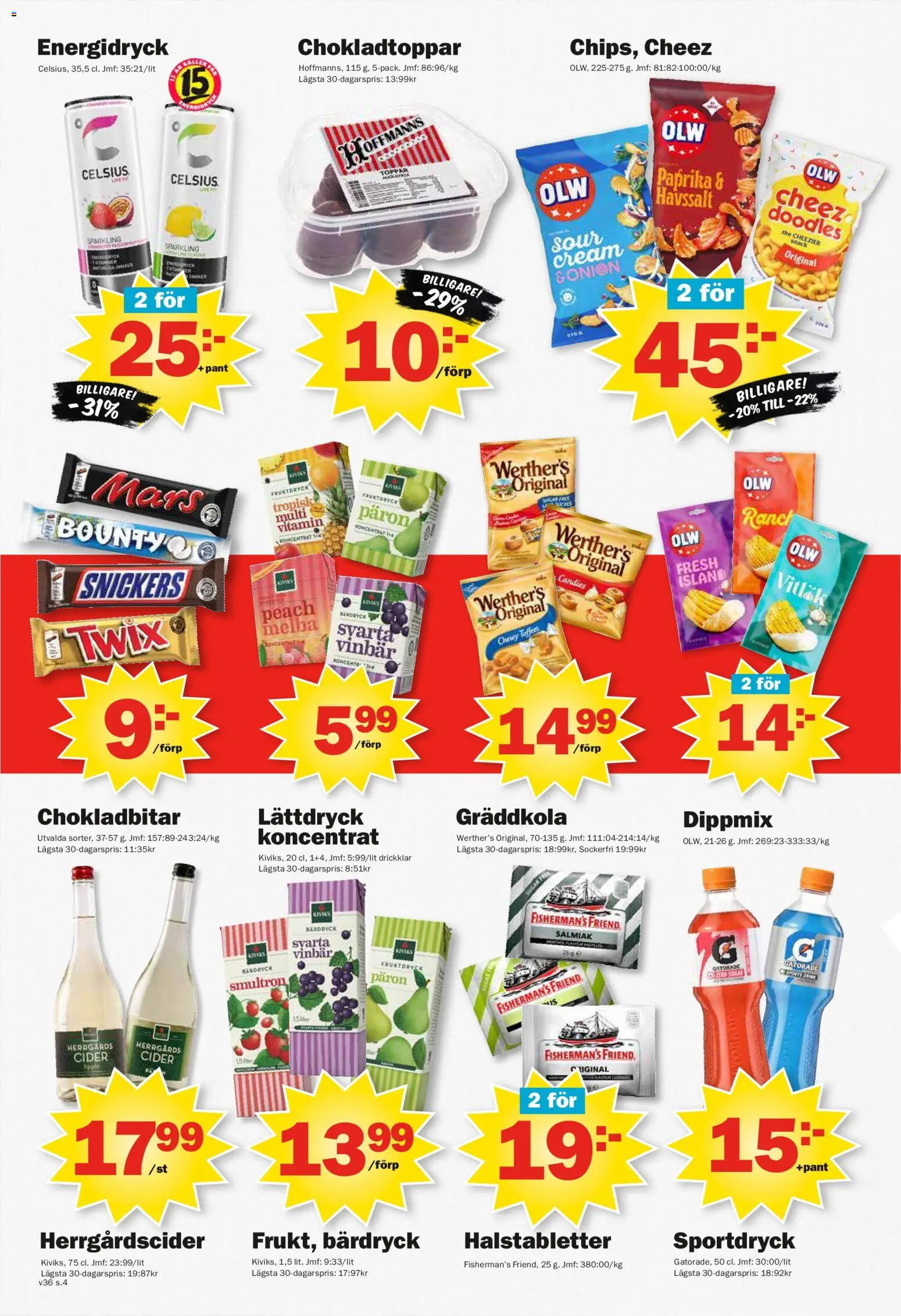Pekås reklamblad aktuell från 31/08/2026 | Sida: 4 | Produkter: Snickers, Paprika, Energidryck, Cider