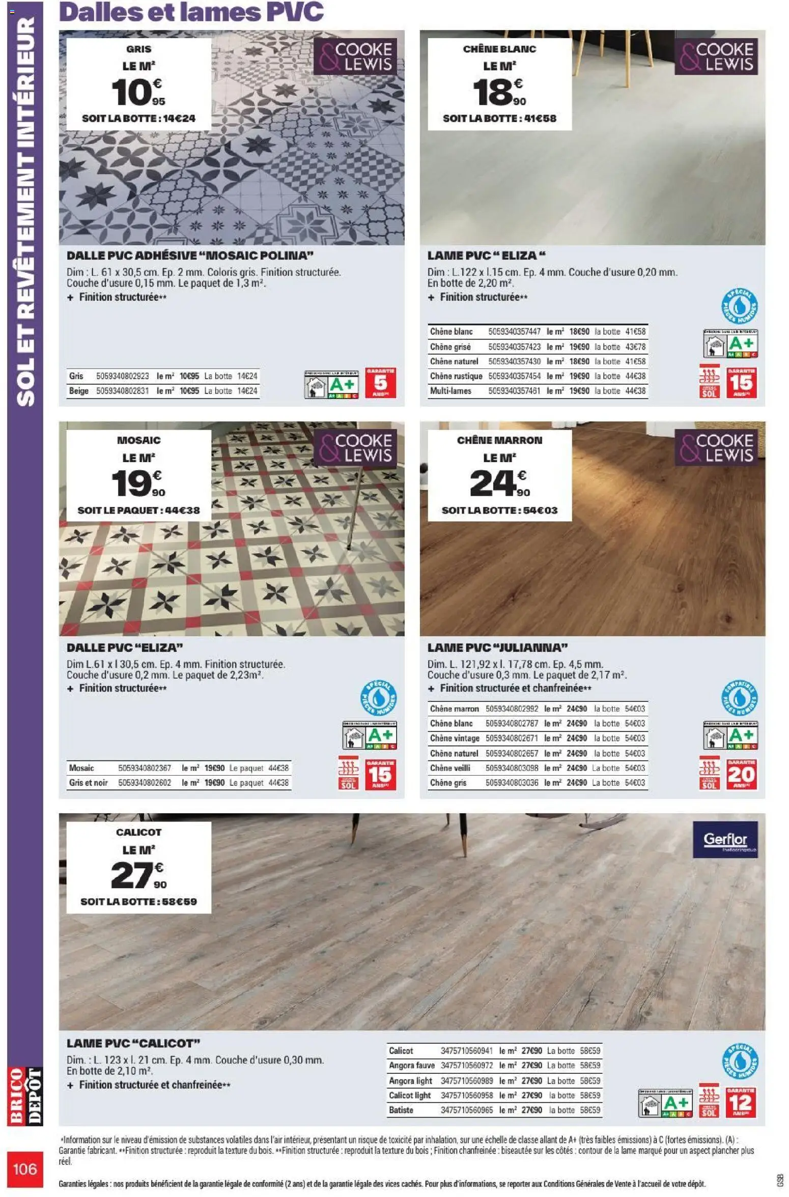 {H1} | Page: 106 | Produits: Dalle, Dalle PVC, Batiste