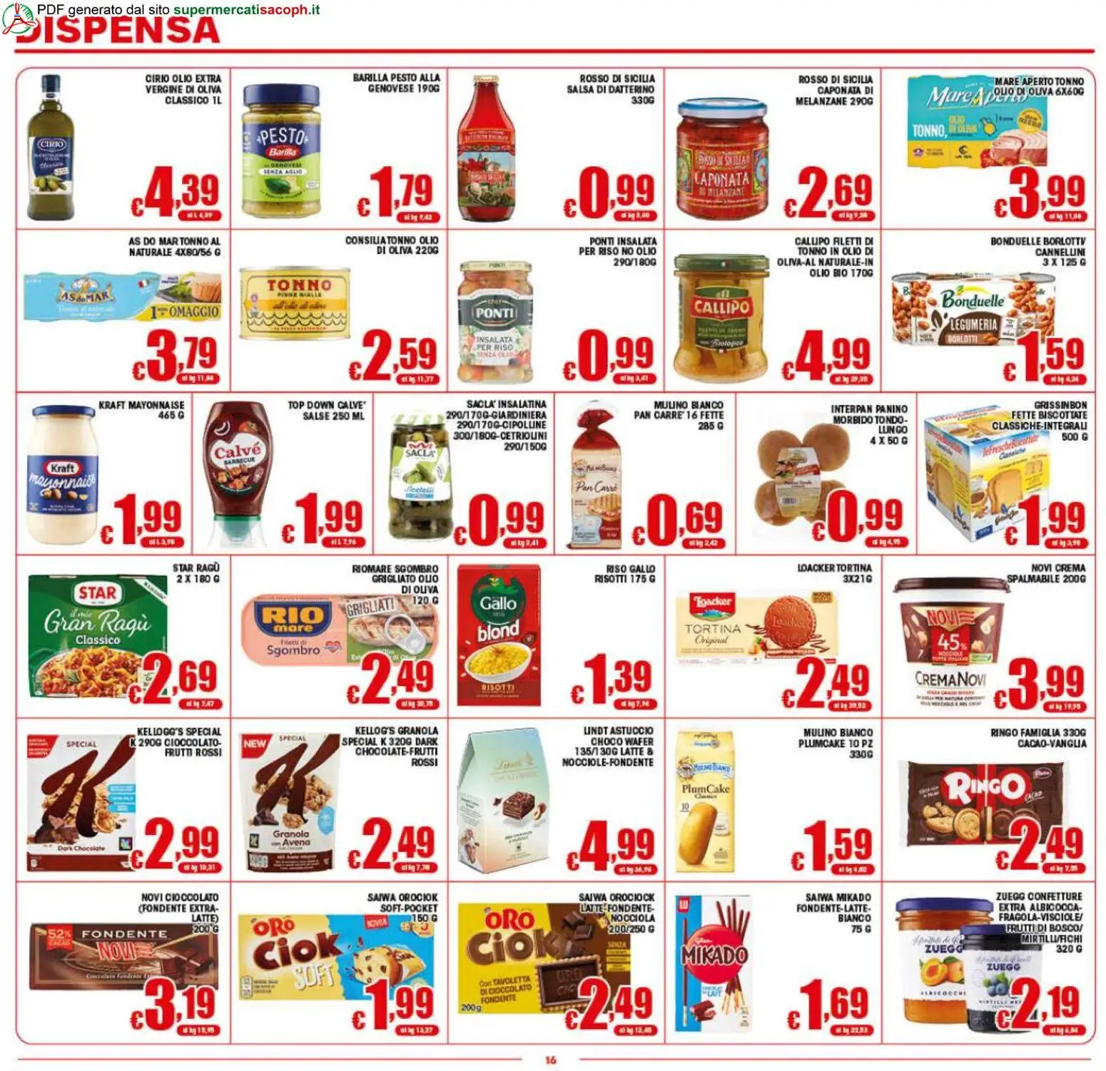 Volantino Sacoph del 29.04.2026 | Pagina: 16 | Prodotti: Crema, Insalata, Olio, Ragú