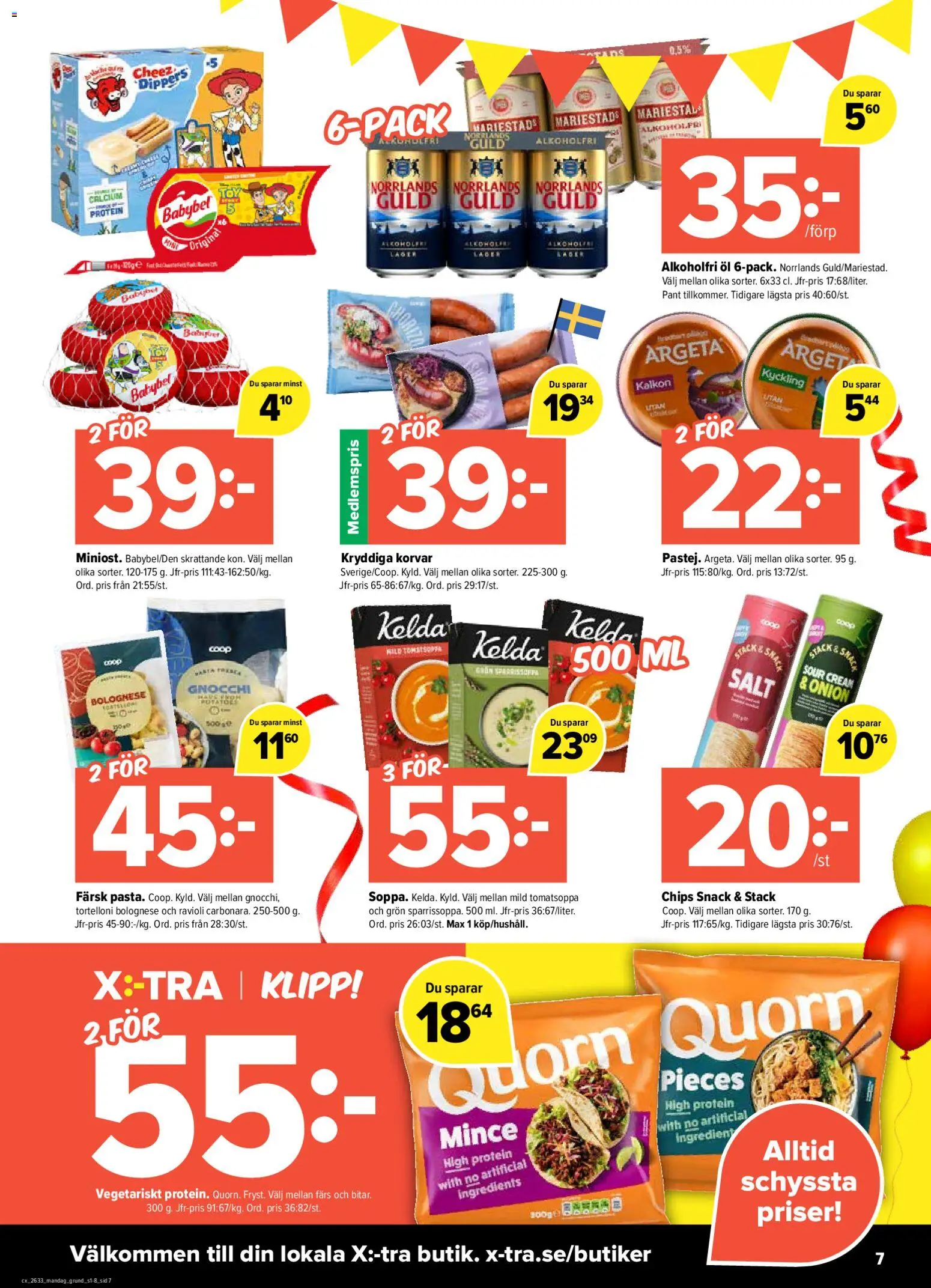 Coop X:-TRA reklamblad aktuell från 10/08/2026 | Sida: 7 | Produkter: Salt, Chips, Alkoholfri öl, Protein