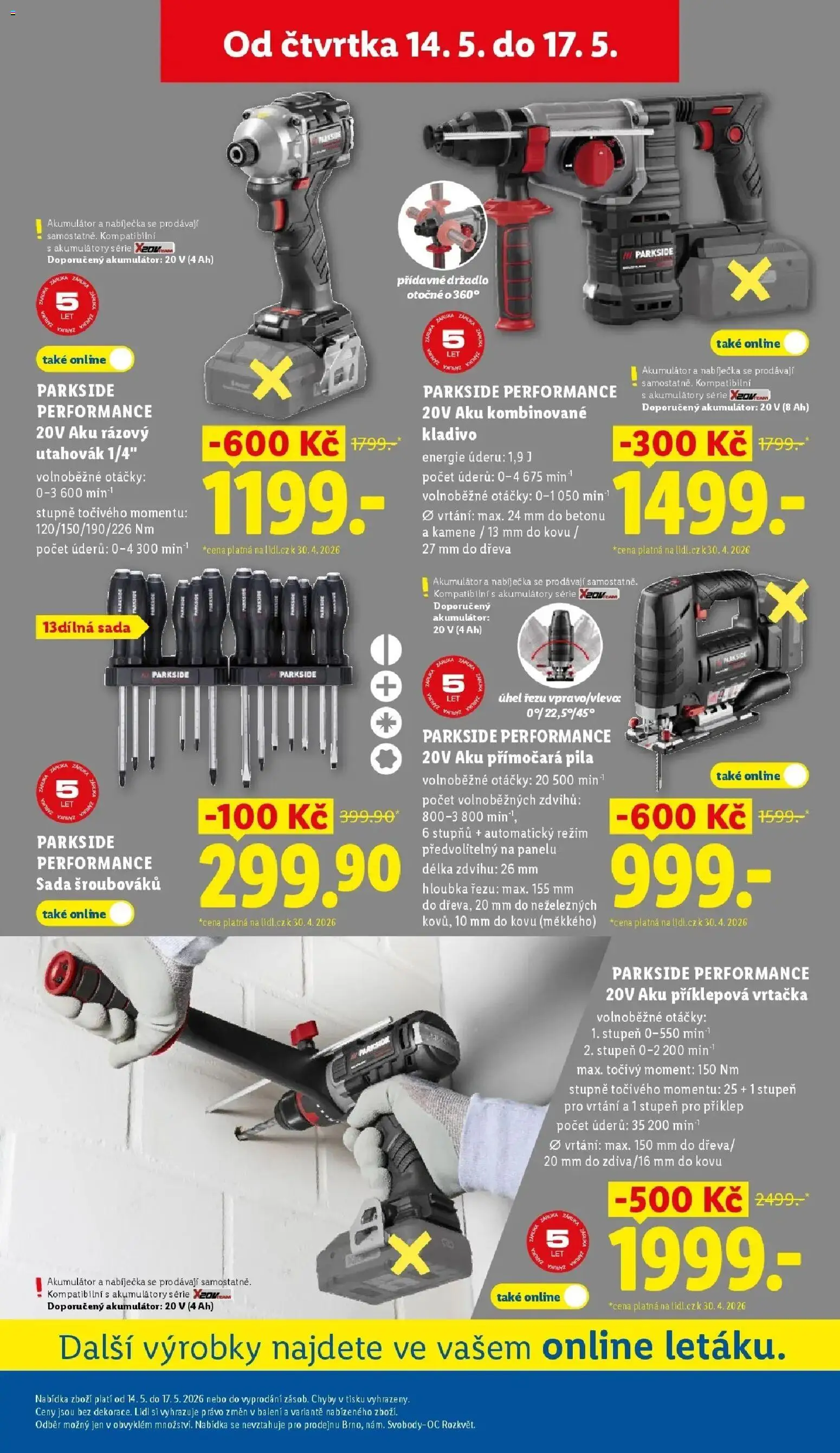 Lidl aktuální leták od 14.05.2026 | Strana: 27 | Produkty: Kladivo, Aku rázový utahovák, Přímočará pila, Vrtačka
