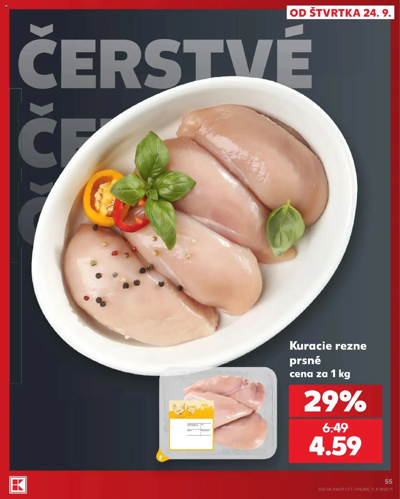 Nové Kaufland akcie – leták je platný od 24.09.2026 | Strana: 55 | Produkty: Kuracie rezne, Rezne