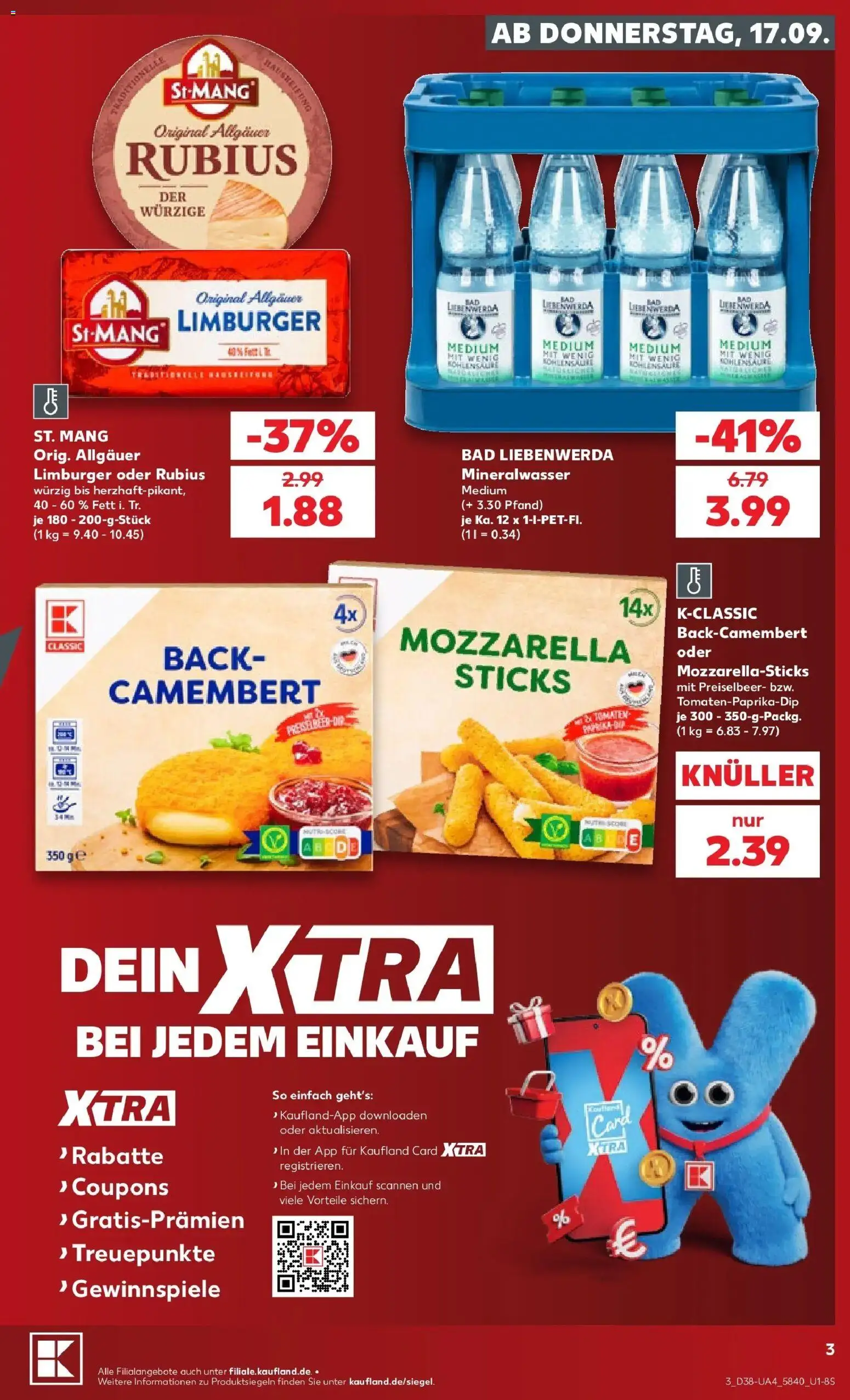 Prospekt Kaufland ab 17.09.2026 » Angebote Online zum Blättern | Seite: 3 | Produkte: Mozzarella, Bad, Mineralwasser, Paprika