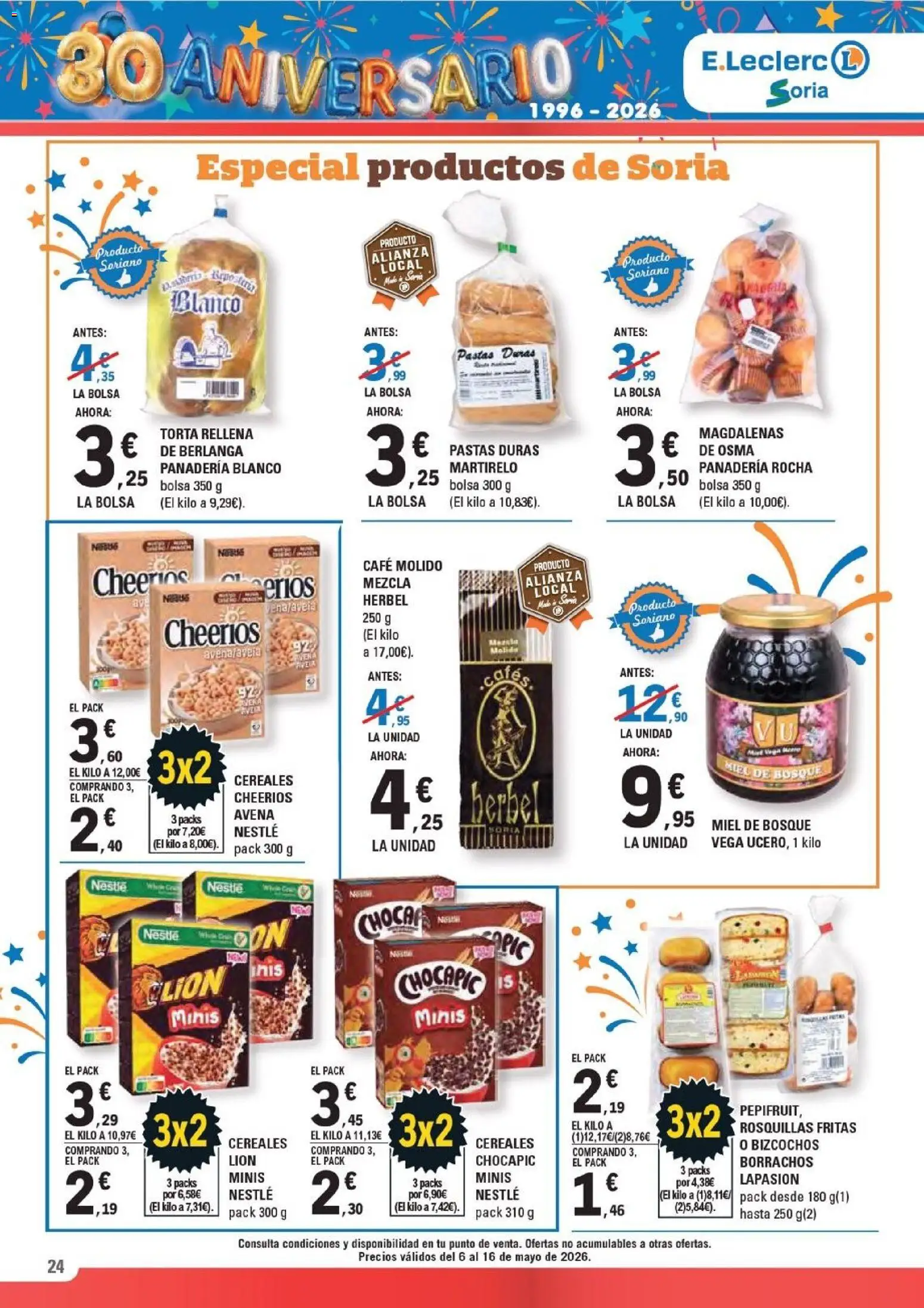 E.Leclerc Soria │ válido desde el 06.05.2026 | Página: 24 | Productos: Ψηφιακή κάμερα, Café molido, Magdalenas, Panadería