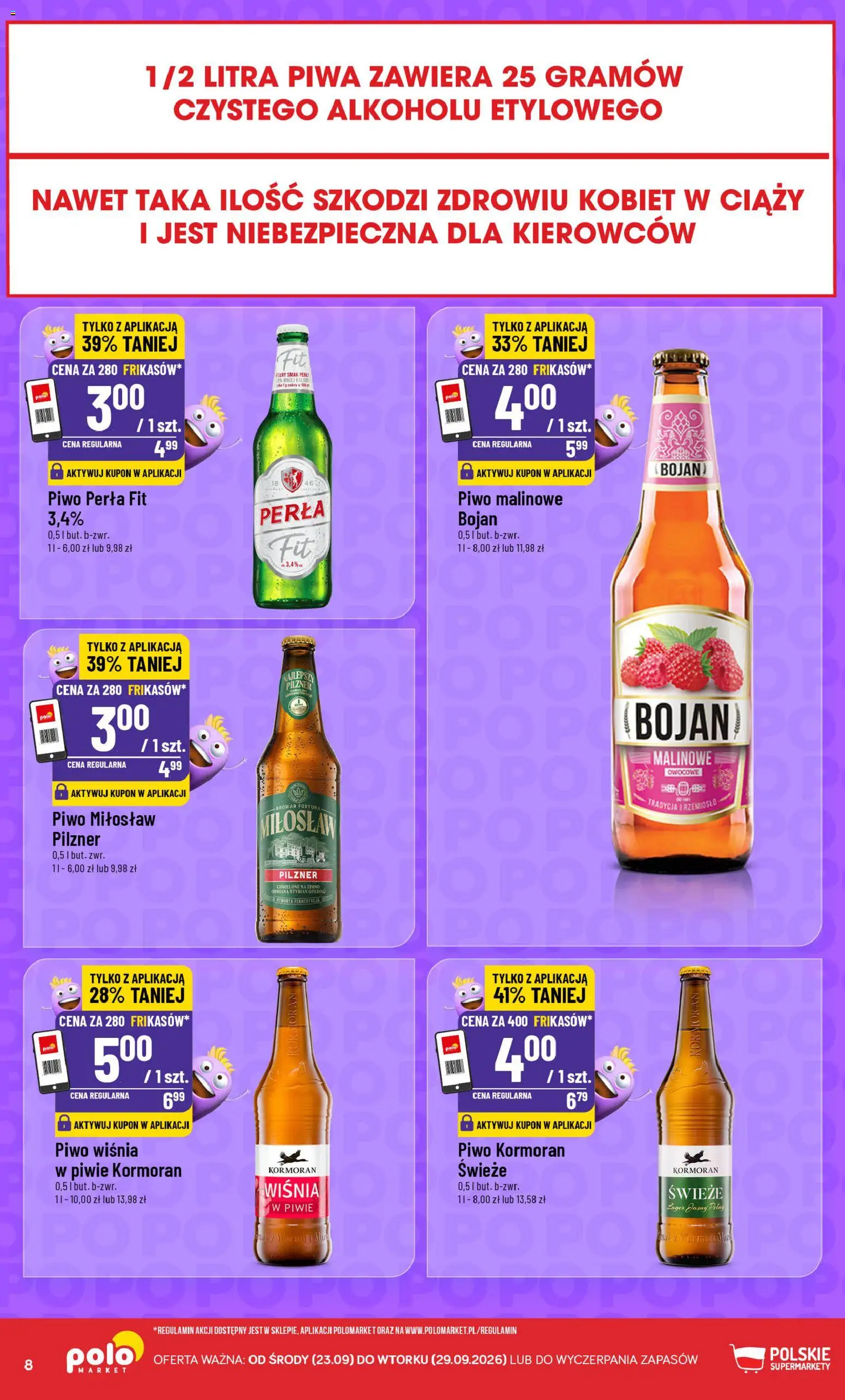 POLOmarket gazetka - Frikasowe Hity od 23.09.2026 | Strona: 8 | Produkty: Piwo perła, Piwo malinowe, Piwo