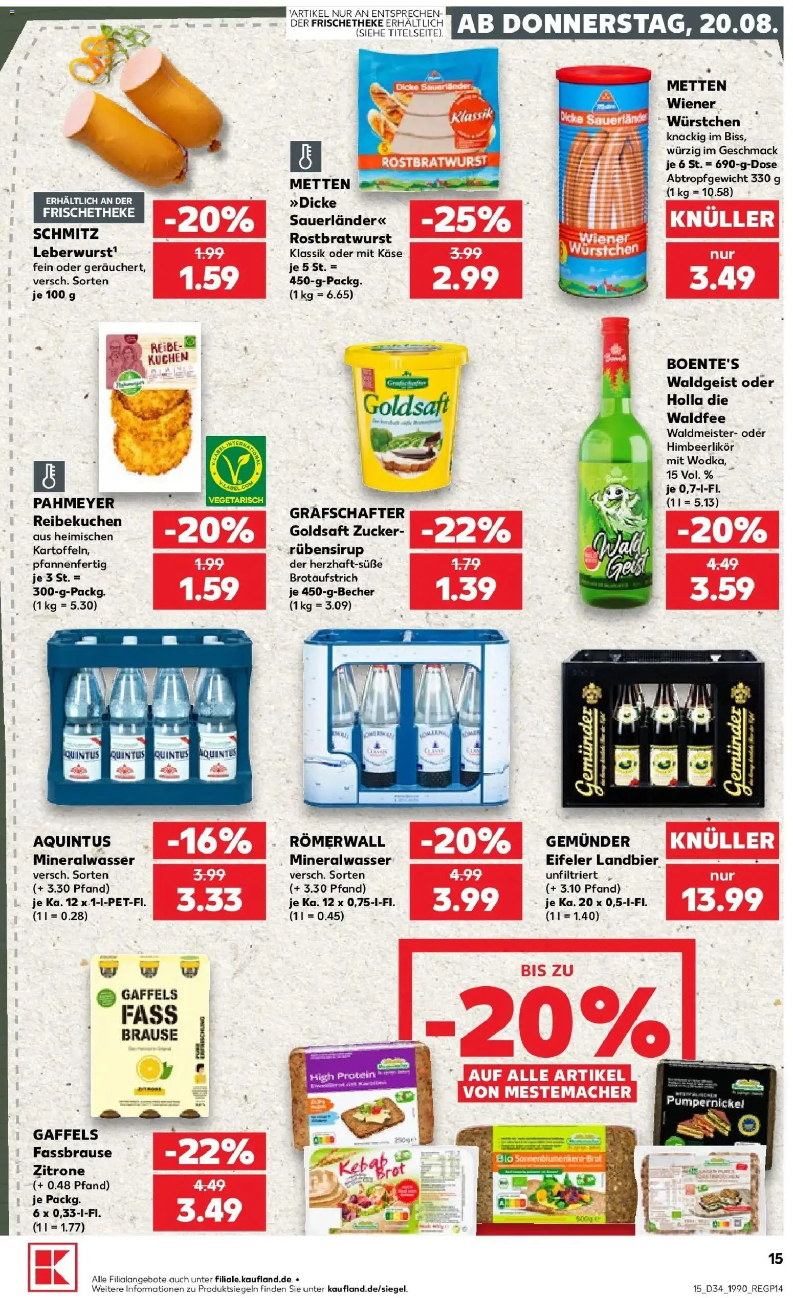 Prospekt Kaufland ab 20.08.2026 » Angebote Online zum Blättern | Seite: 15 | Produkte: Käse, Zitrone, Brot, Fassbrause