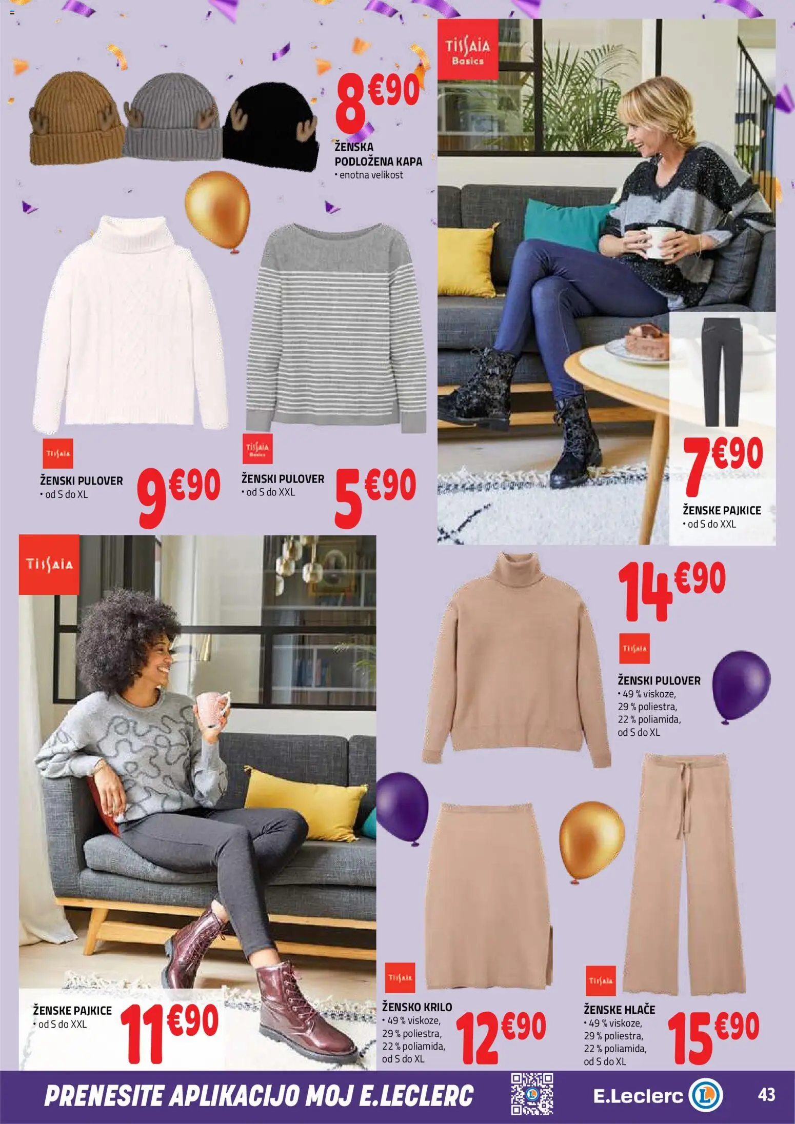Novi E.leclerc katalog ponudbe – veljaven od 21.10.2026 | Stran: 43 | Izdelki: Pajkice, Krilo, Pulover, Kapa