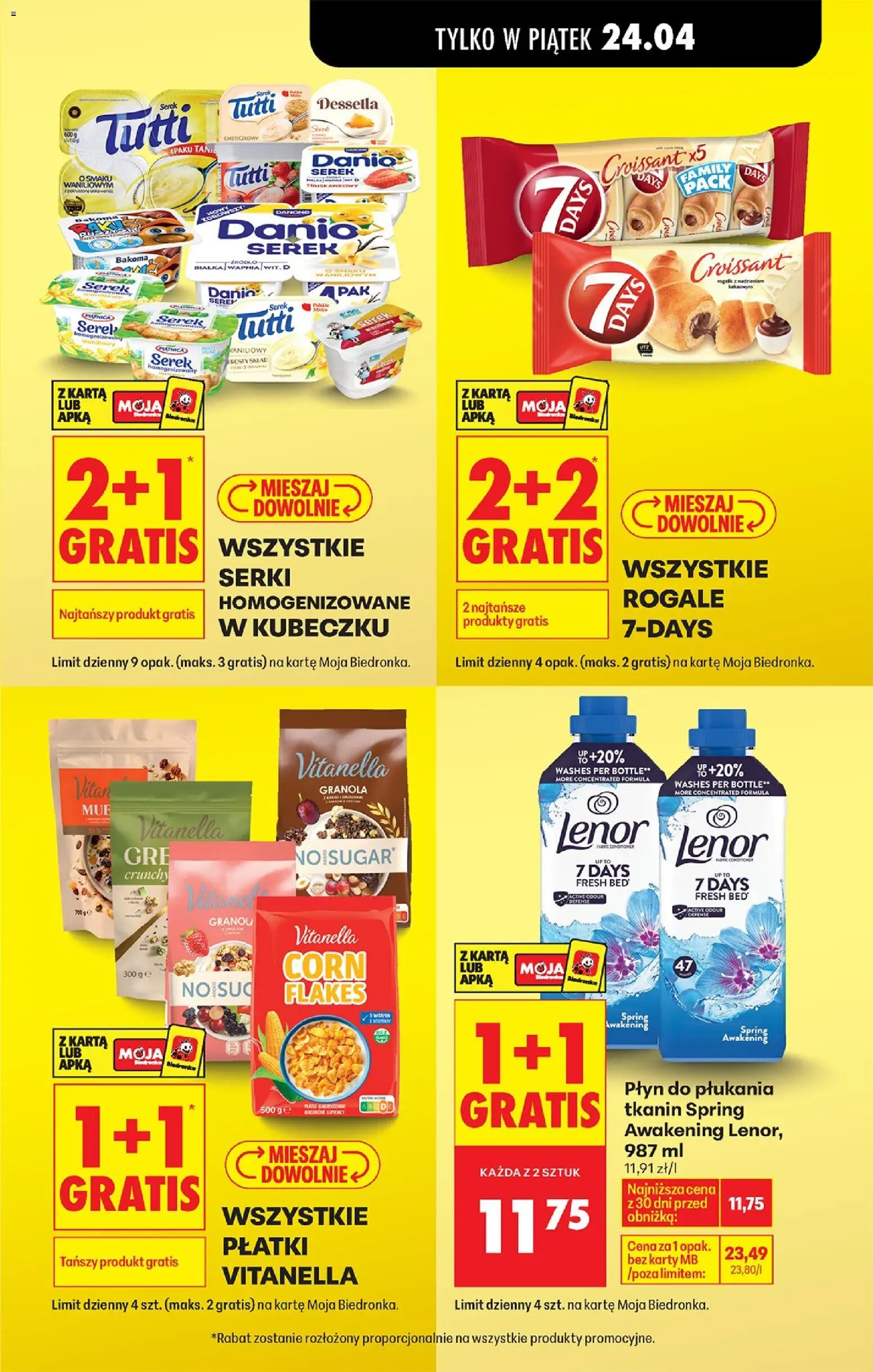 Biedronka gazetka od czwartku od 23.04.2026 | Strona: 25 | Produkty: Karta, Serek homogenizowany, Płyn do płukania tkanin, Płatki