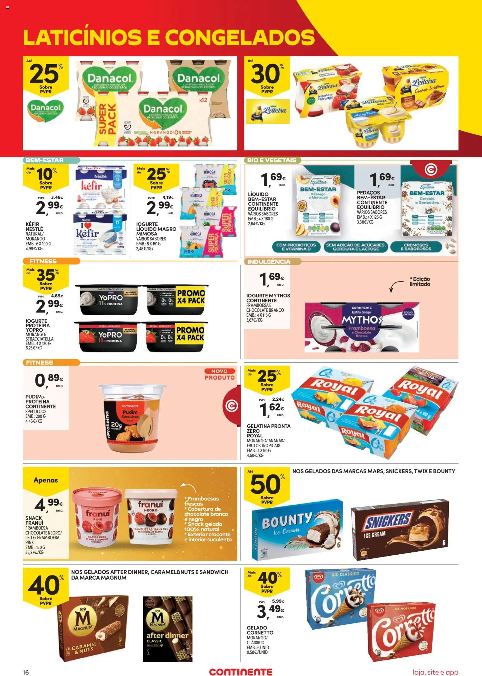 Continente Semanal Continente Bom Dia │ válido de 15/09/2026 | Página: 16 | Produtos: Chocolate branco, Pudim, Kefir, Creme