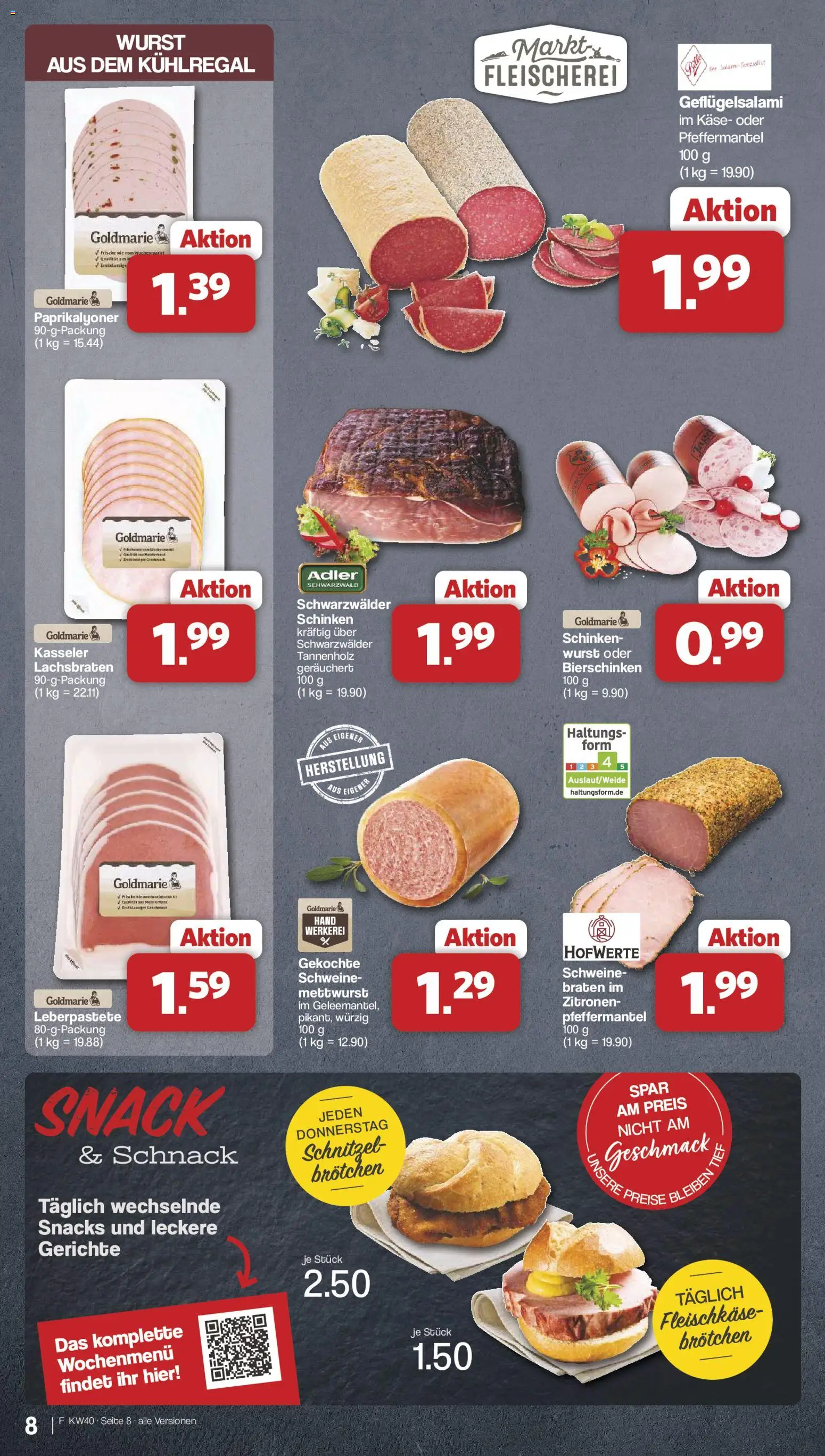 Famila Nordwest Prospekt – gültig ab 28.09.2026 | Seite: 8 | Produkte: Käse, Schnitzel, Salami, Schinken