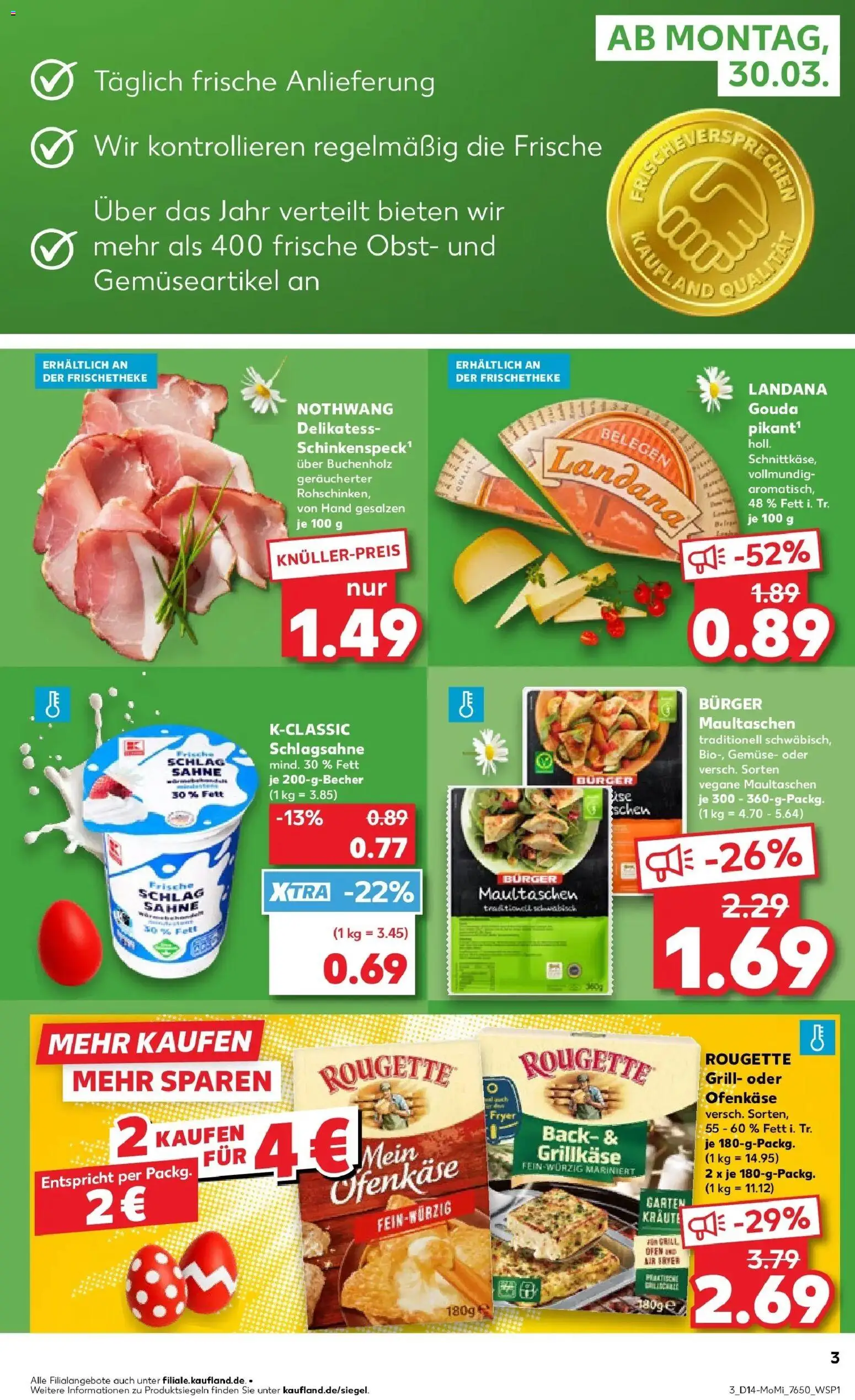 Kaufland Prospekt Überlingen	 – gültig ab 30.03.2026 | Seite: 3 | Produkte: Grill, Schlagsahne, Maultaschen, Sahne