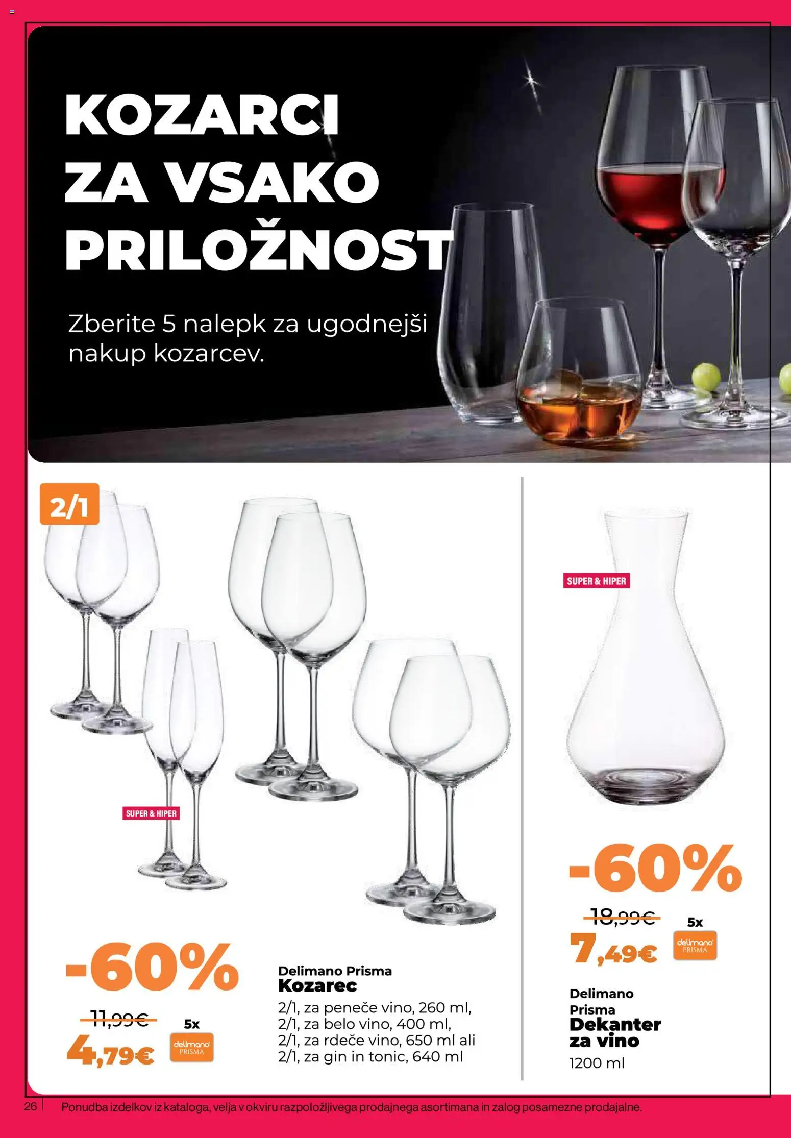 Novi Mercator katalog ponudbe – veljaven od 26.06.2026 | Stran: 26 | Izdelki: Kozarec, Vino, Gin