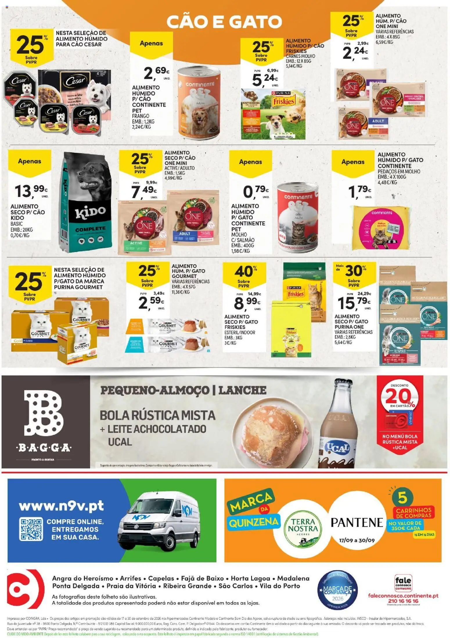 Continente Açores │ válido de 17/09/2026 | Página: 32 | Produtos: Purina one, Frango, Salmão, Leite