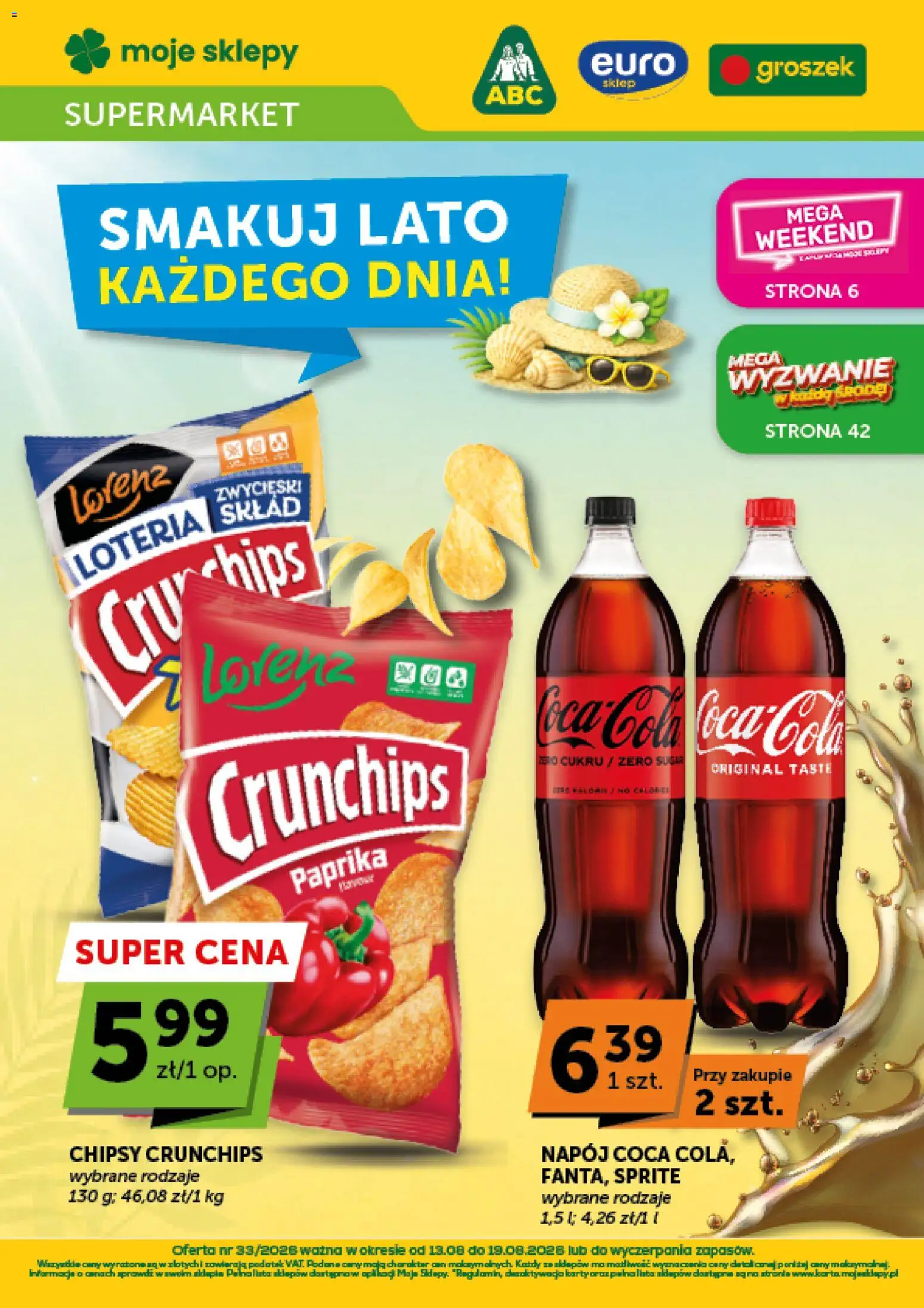 Groszek gazetka od 13.08.2026 | Strona: 1 | Produkty: Groszek, Chipsy, Sprite