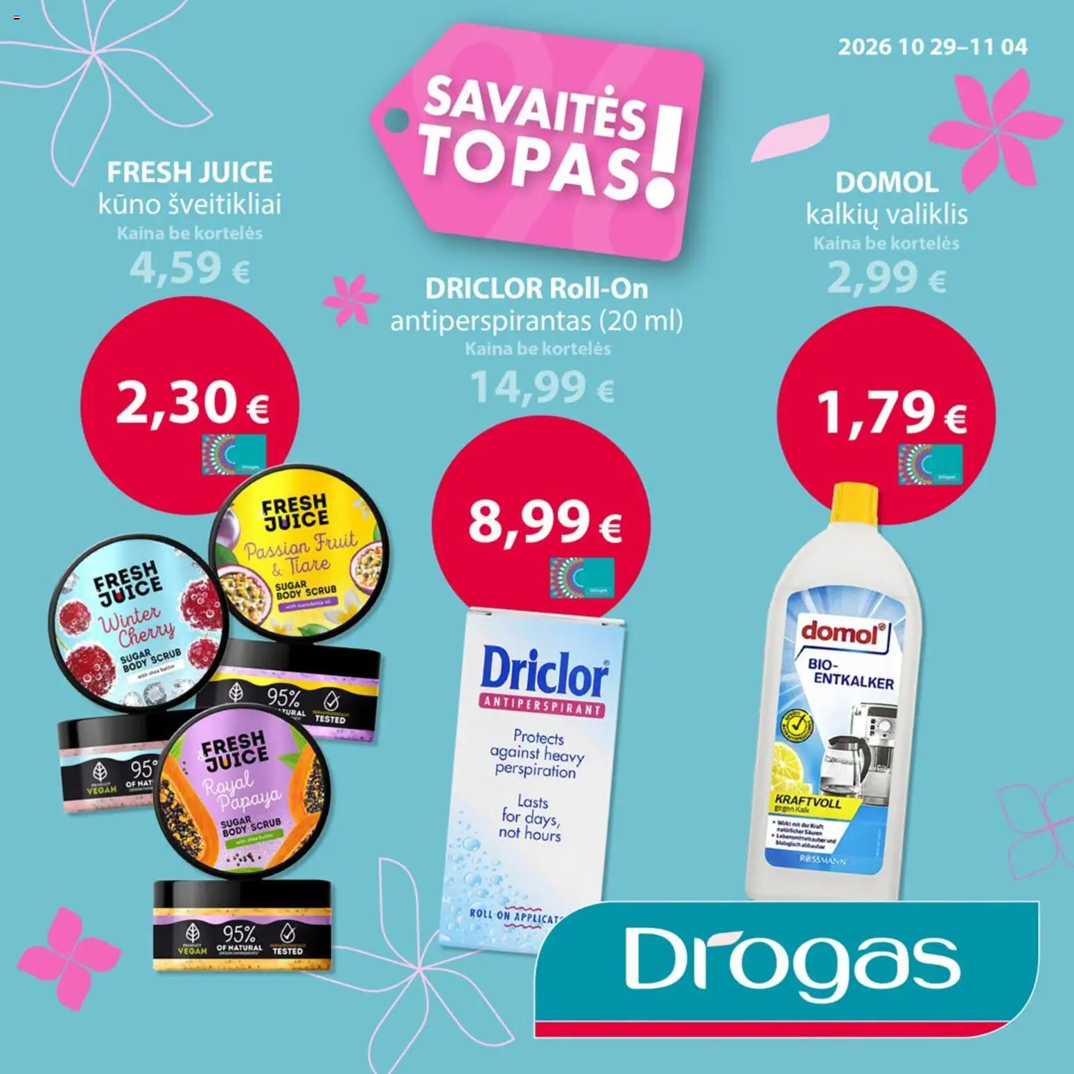 Drogas akcijos nuo 2026.10.29 | Puslapis: 1 | Prekių: Antiperspirantas