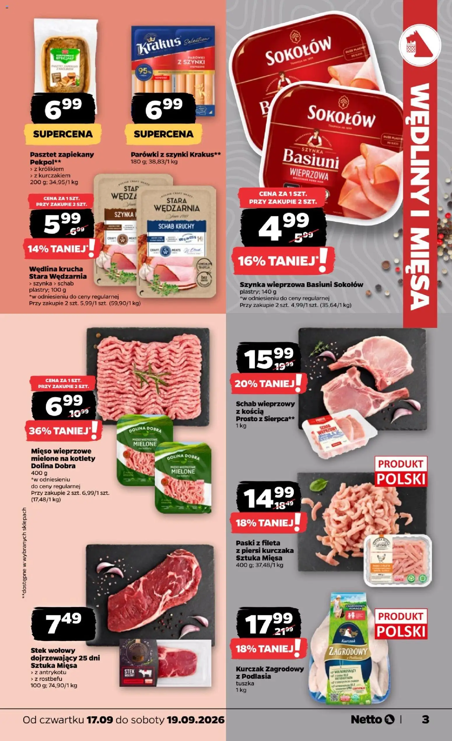 Netto gazetka od czwartku od 17.09.2026 | Strona: 3 | Produkty: Stek, Kurczak zagrodowy, Stek wołowy, Kotlety