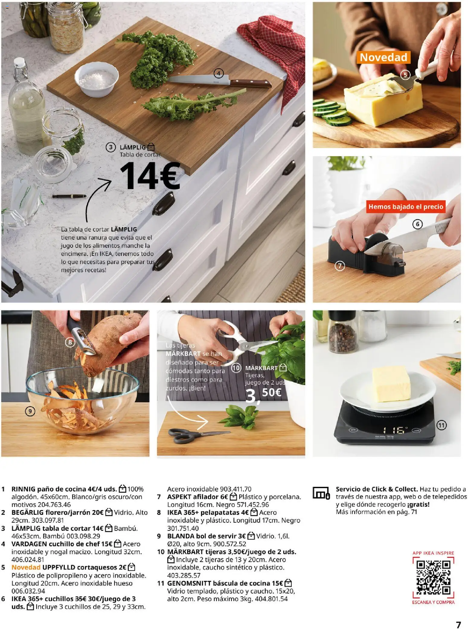 Catálogo IKEA Accesorios y decoración │ válido desde el 01/02/2026 | Página: 7 | Productos: Cuchillos, Cocina, Peso, Alimentos