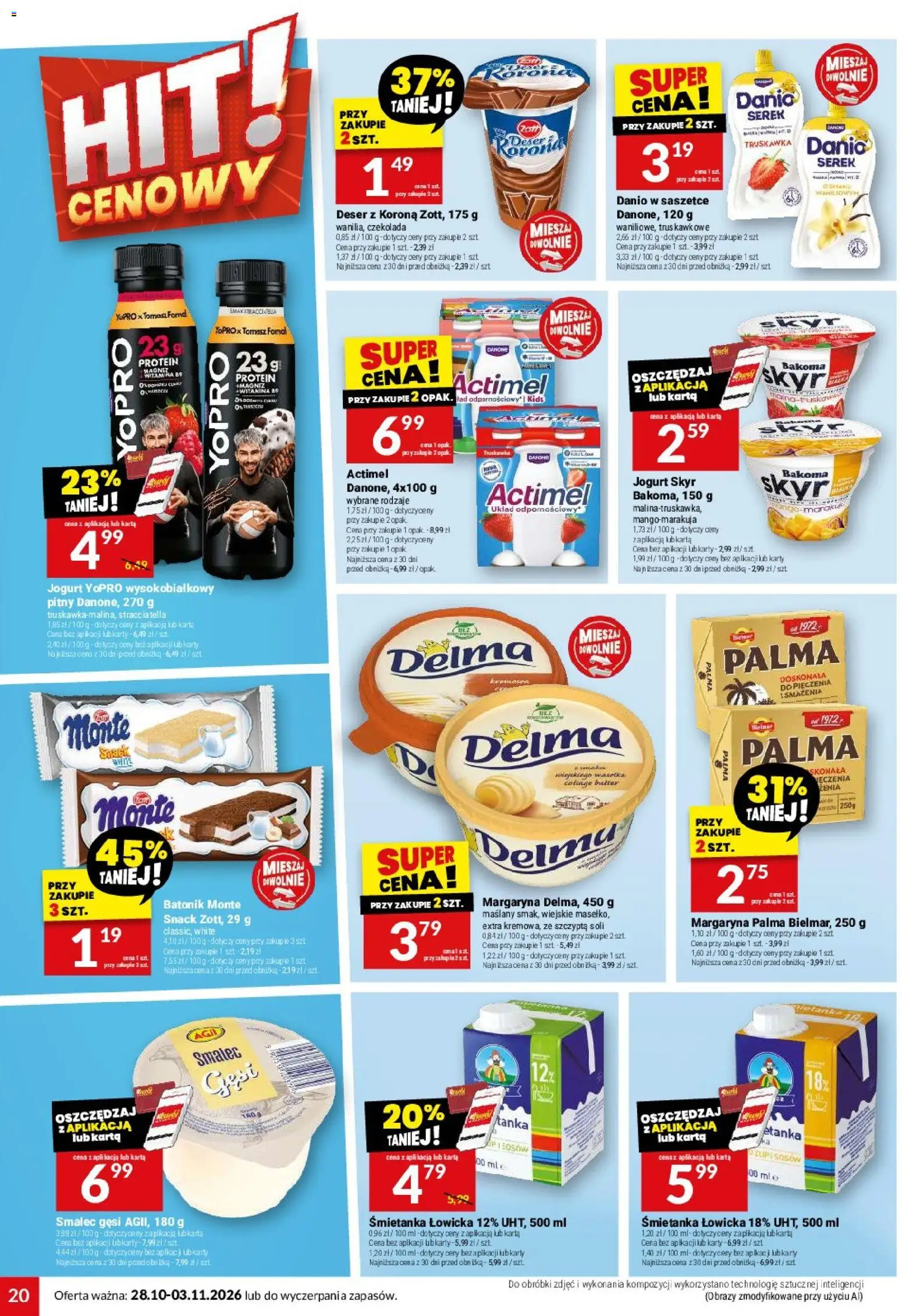 Twój Market gazetka od 28.10.2026 | Strona: 20 | Produkty: Jogurt Skyr, Smalec, Margaryna, Skyr