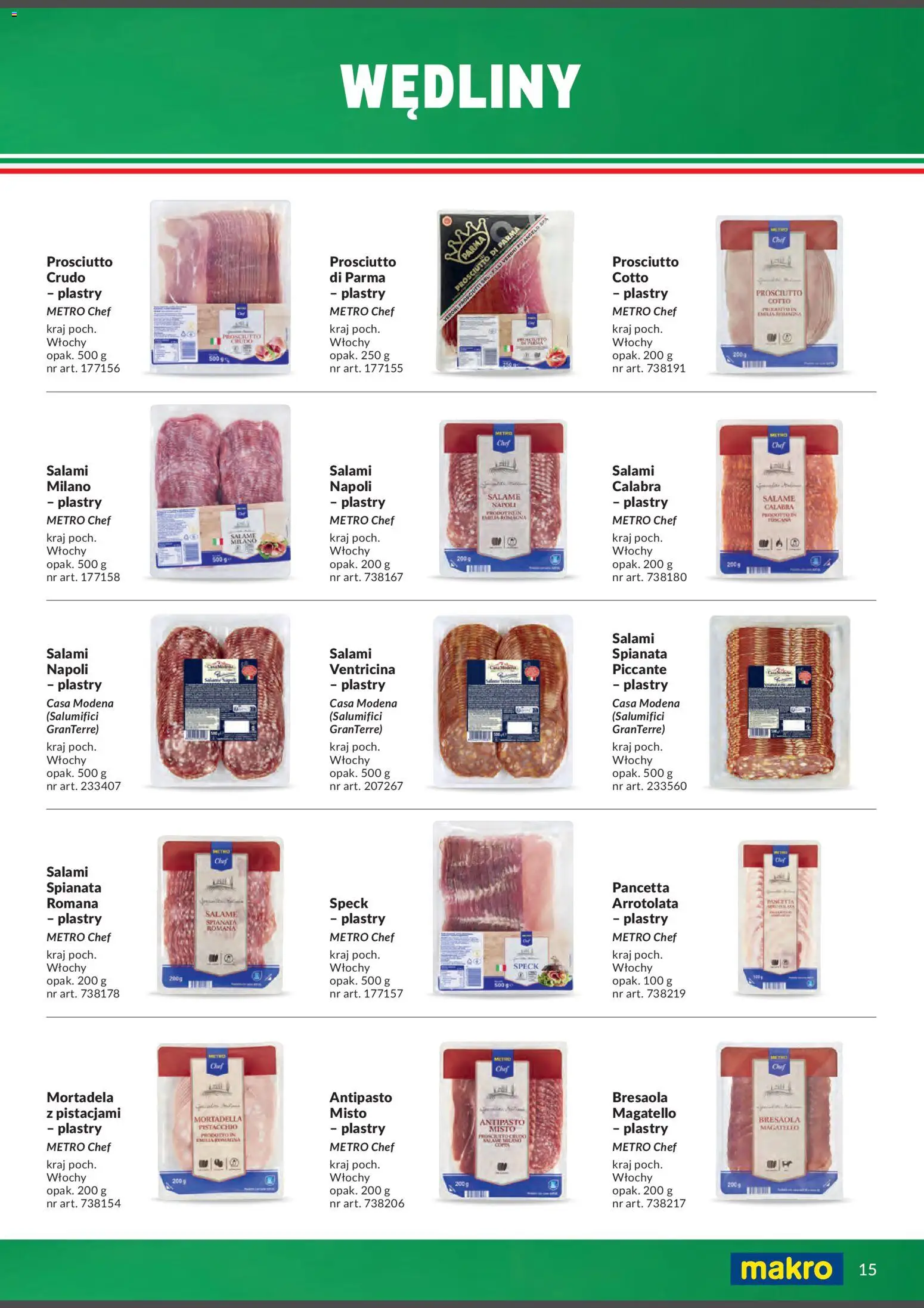 Makro Gazetka - Italia od 01.02.2026 | Strona: 15 | Produkty: Prosciutto crudo, Pancetta, Prosciutto, Wędliny