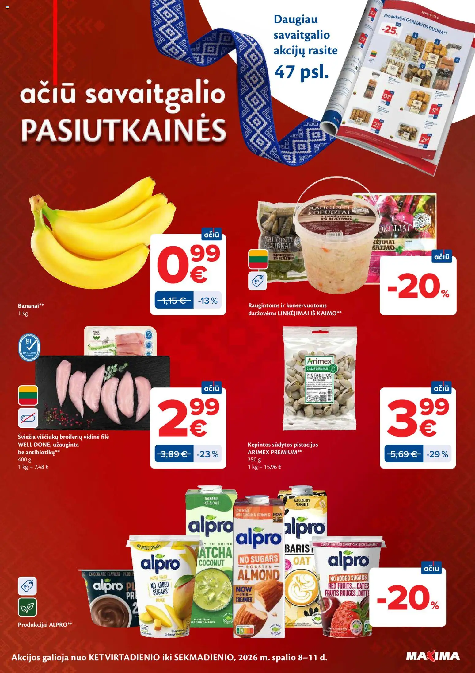 MAXIMA akcijos nuo 2026.10.06 | Puslapis: 48 | Prekių: Duona, Bananai, Pistacijos
