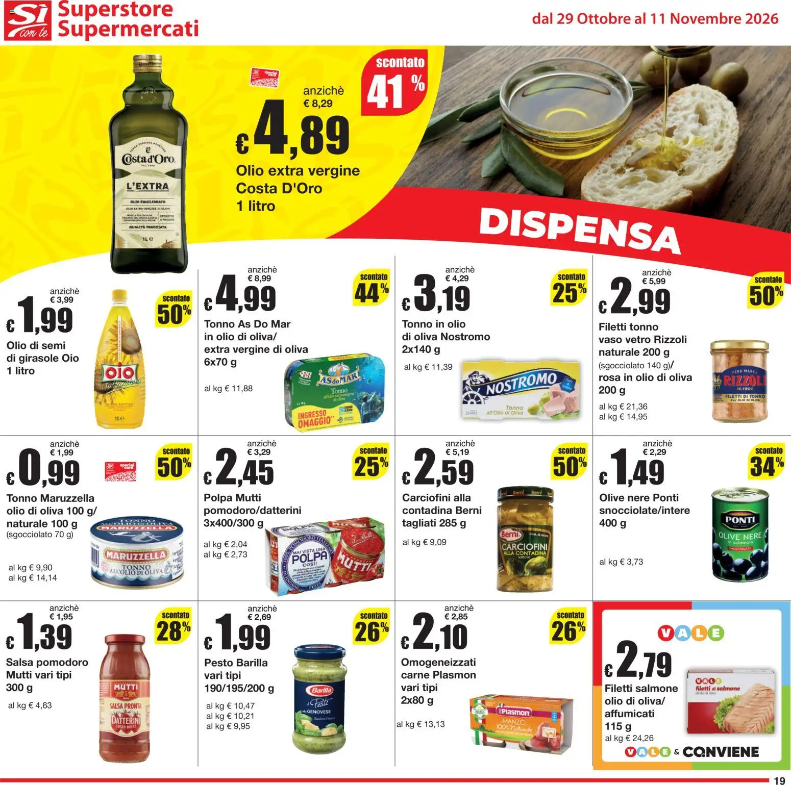 Volantino Sì con Te del 29/10/2026 | Pagina: 19 | Prodotti: Olio di semi, Tè, Pomodoro, Vaso