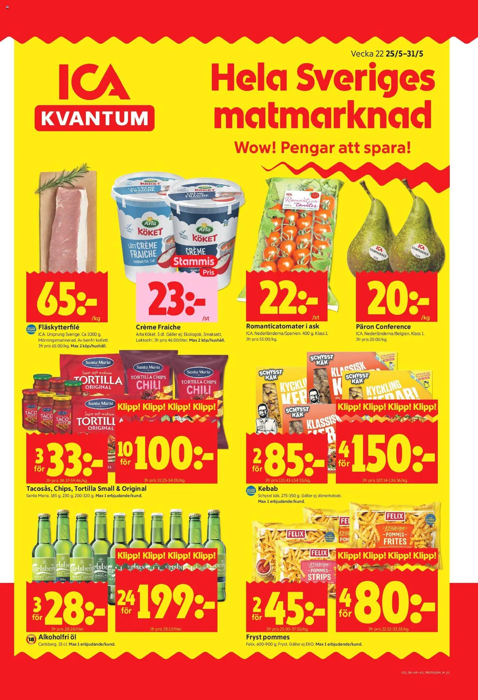 ICA Kvantum reklamblad aktuell från 25.05.2026 | Sida: 1 | Produkter: Galler, Chips, Creme fraiche, Öl