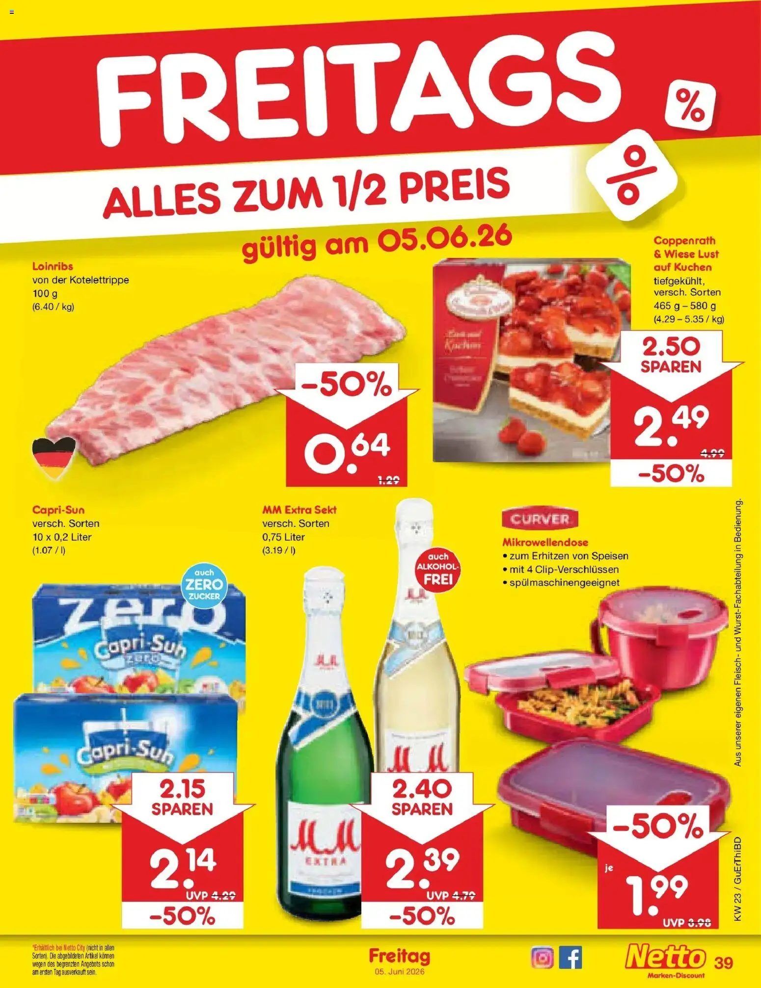 Netto Marken-Discount Prospekt Weimar – gültig ab 01.06.2026 | Seite: 55 | Produkte: Sekt, Zucker, Kuchen, Fleisch