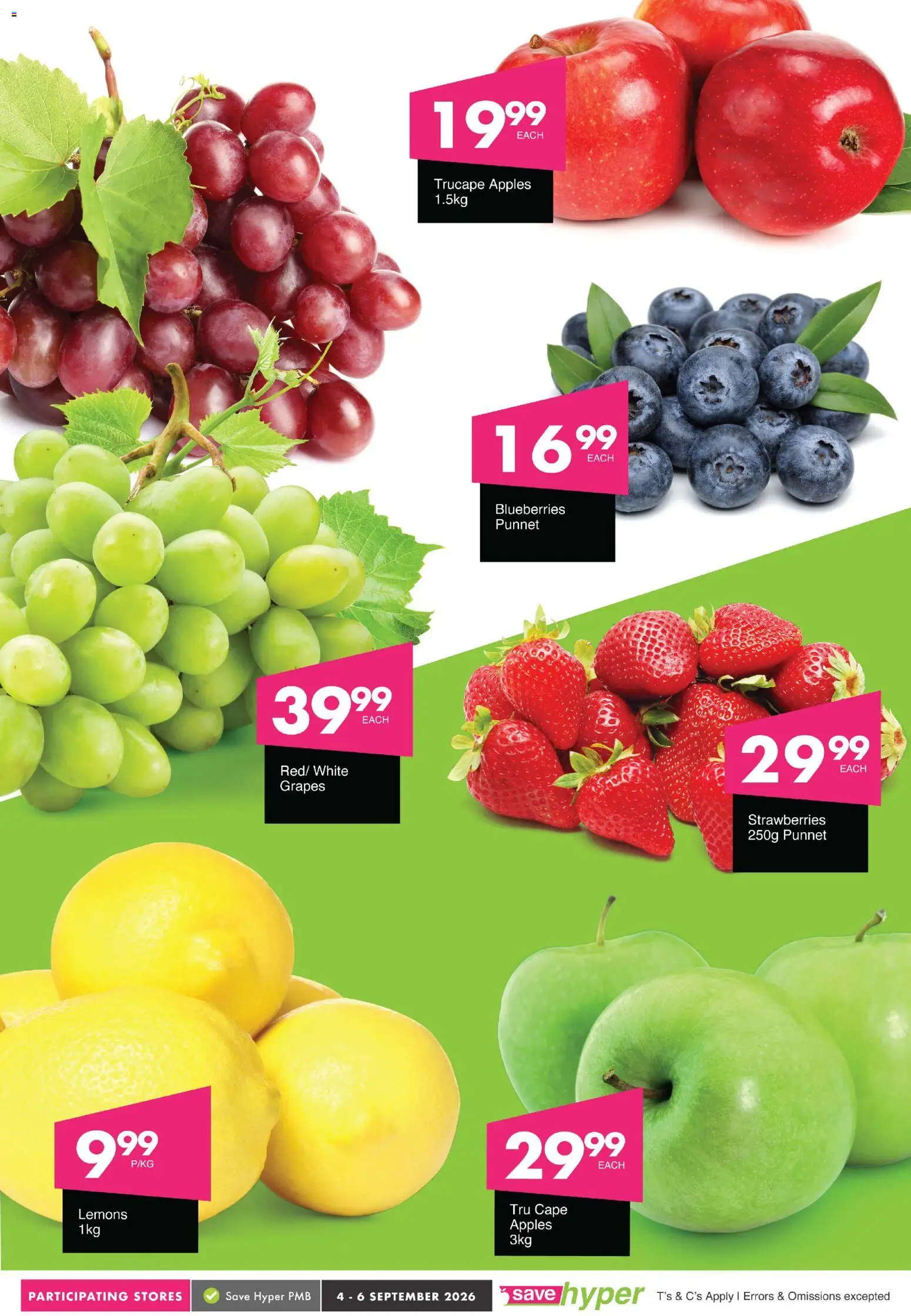 New Save catalogue – valid from 04/09/2026 | Page: 6 | Products: Blueberries, Lemons, Strawberries, Grapes